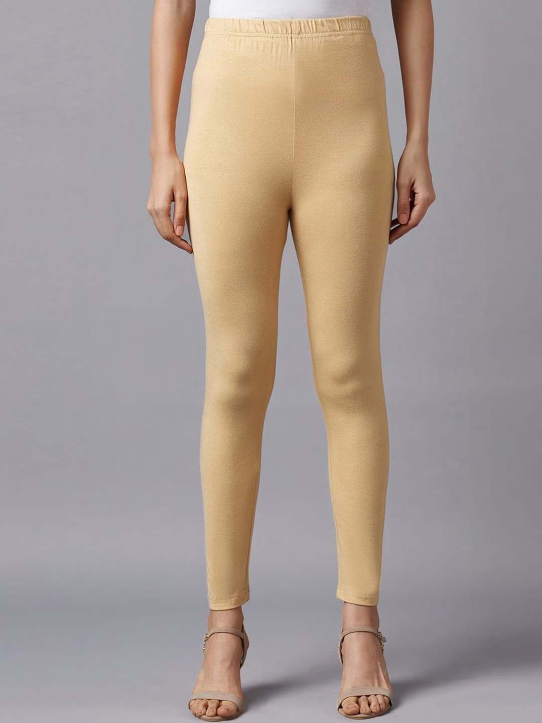 

KALINI Cotton Ankle length Leggings, Beige