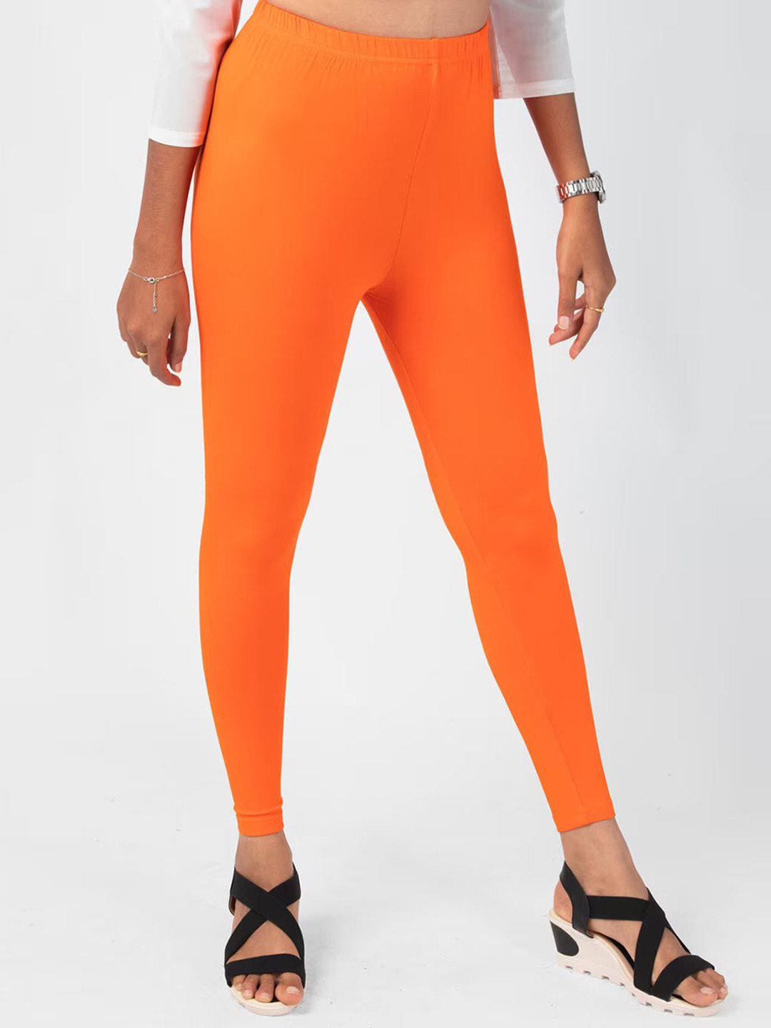 

KALINI Cotton Ankle length Leggings, Orange