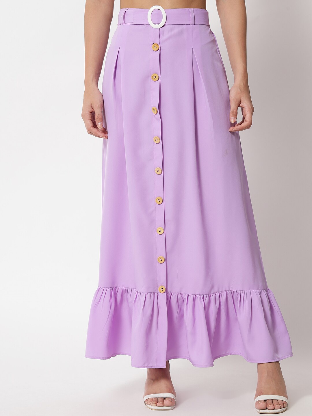 

OCEANISTA Pleated Gathered Detail A-Line Maxi Skirt, Lavender