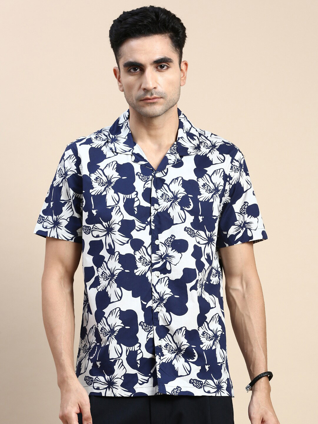 

INVICTUS Floral Printed Club Slim Fit Cotton Casual Shirt, Blue