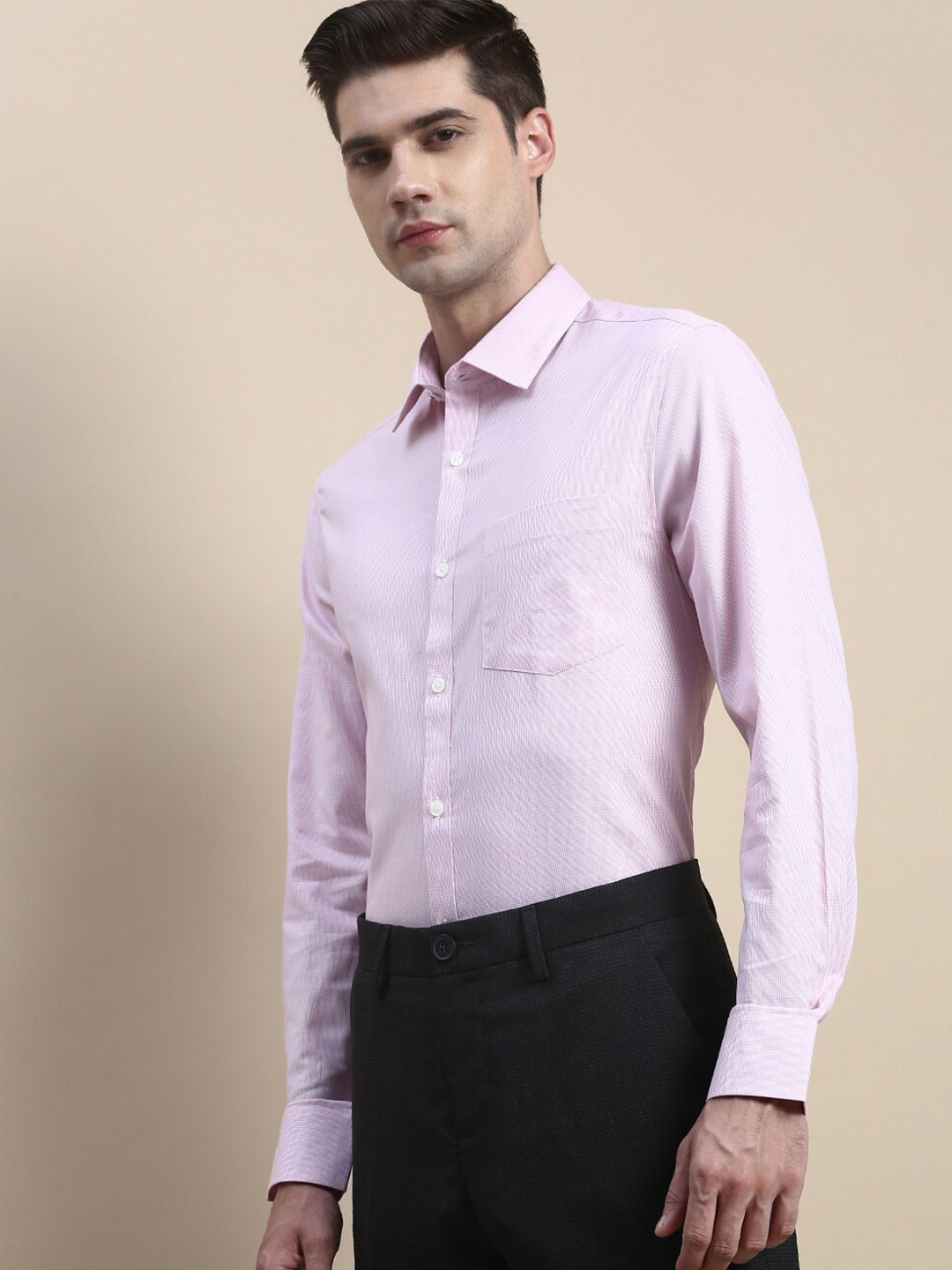 

INVICTUS Standard Slim Fit Cotton Formal Shirt, Pink