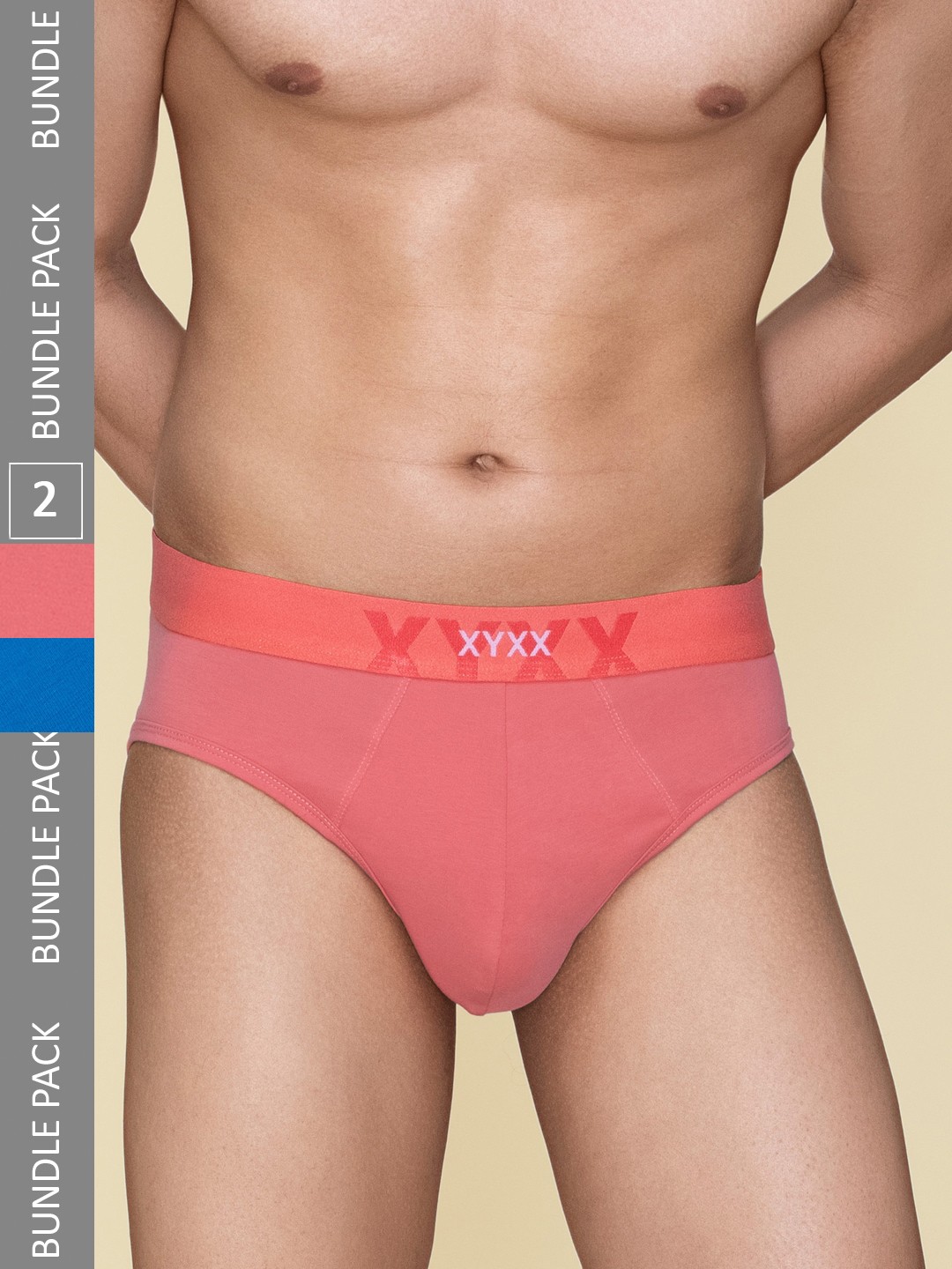 

XYXX Men Pack Of 2 Cotton Anti Microbial Basic Briefs XYBRF2PCKN633, Pink