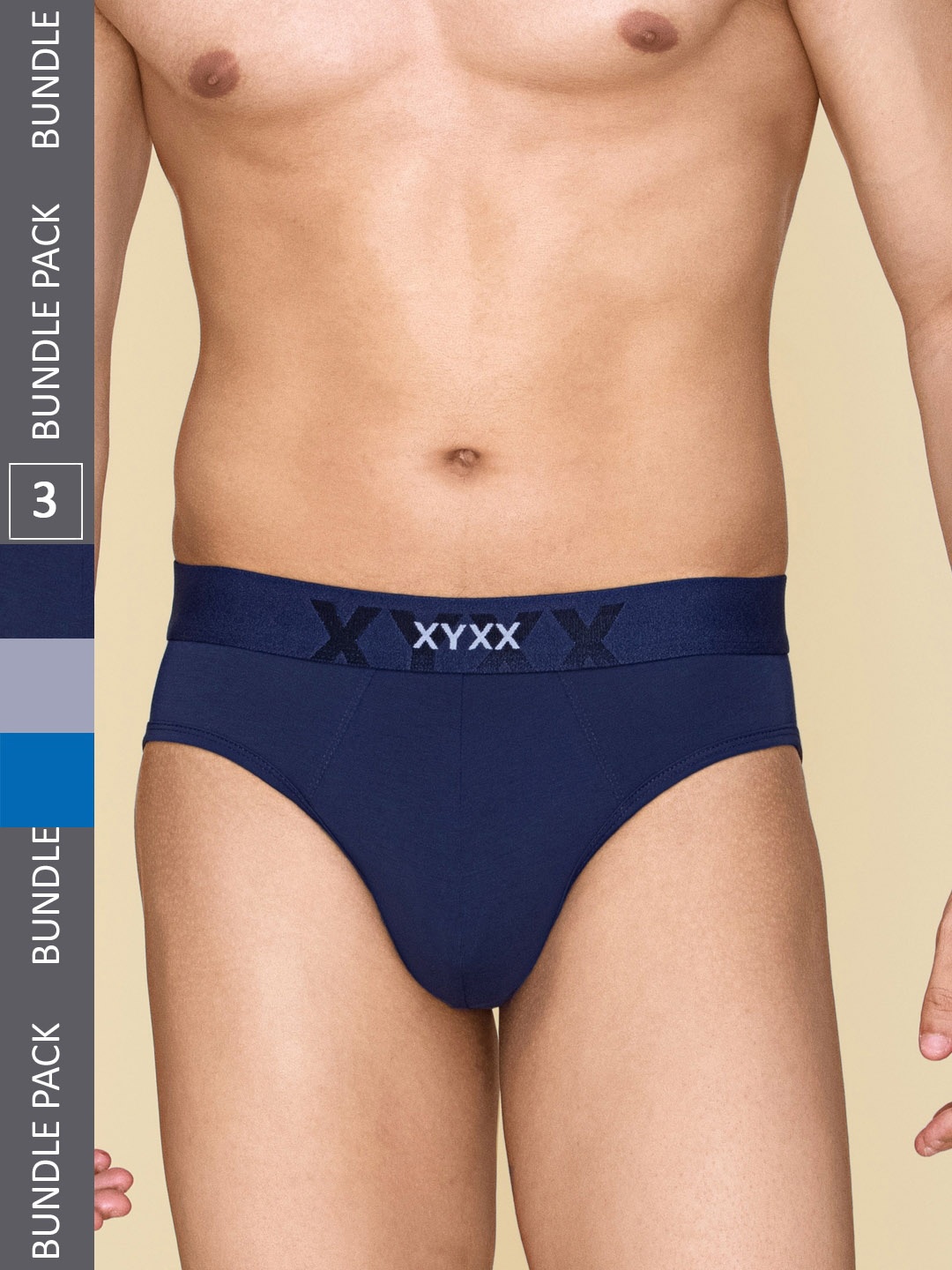 

XYXX Pack Of 3 Cotton Anti Microbial Basic Briefs XYBRF3PCKN839, Blue