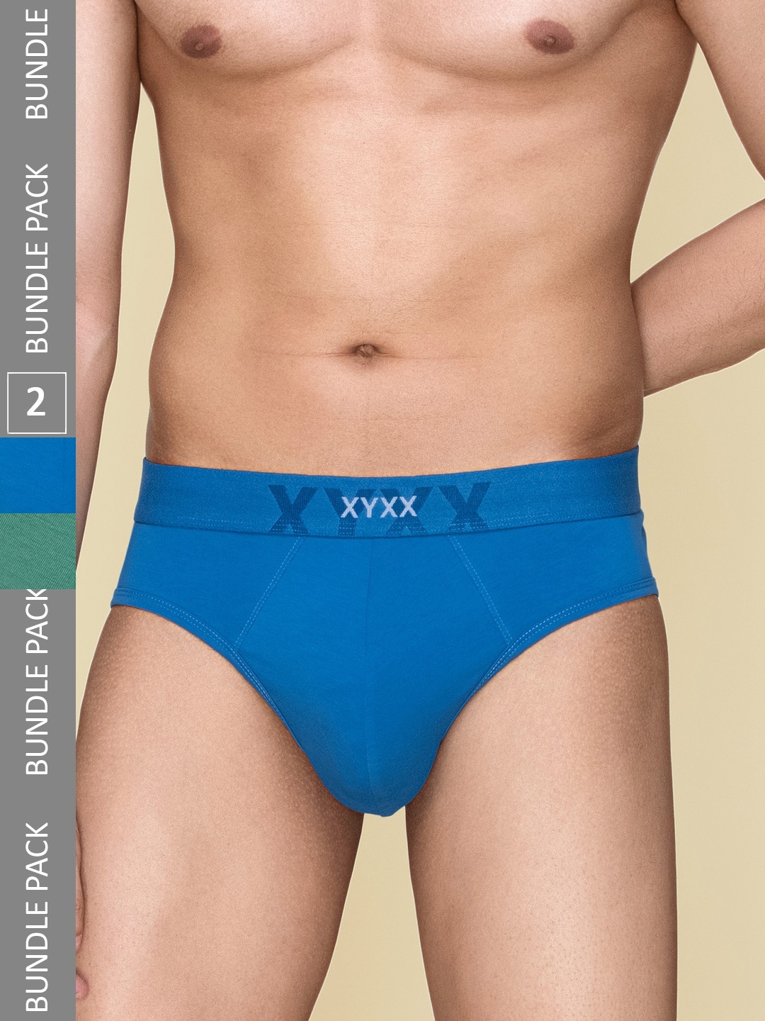 

XYXX Pack Of 2 Cotton Anti Microbial Basic Briefs, Blue