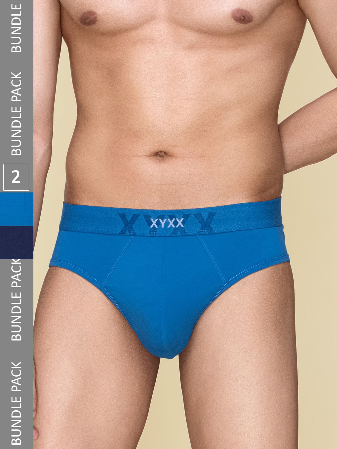 

XYXX Pack Of 2 Mid-Rise Cotton Anti Microbial Basic Briefs XYBRF2PCKN627, Blue