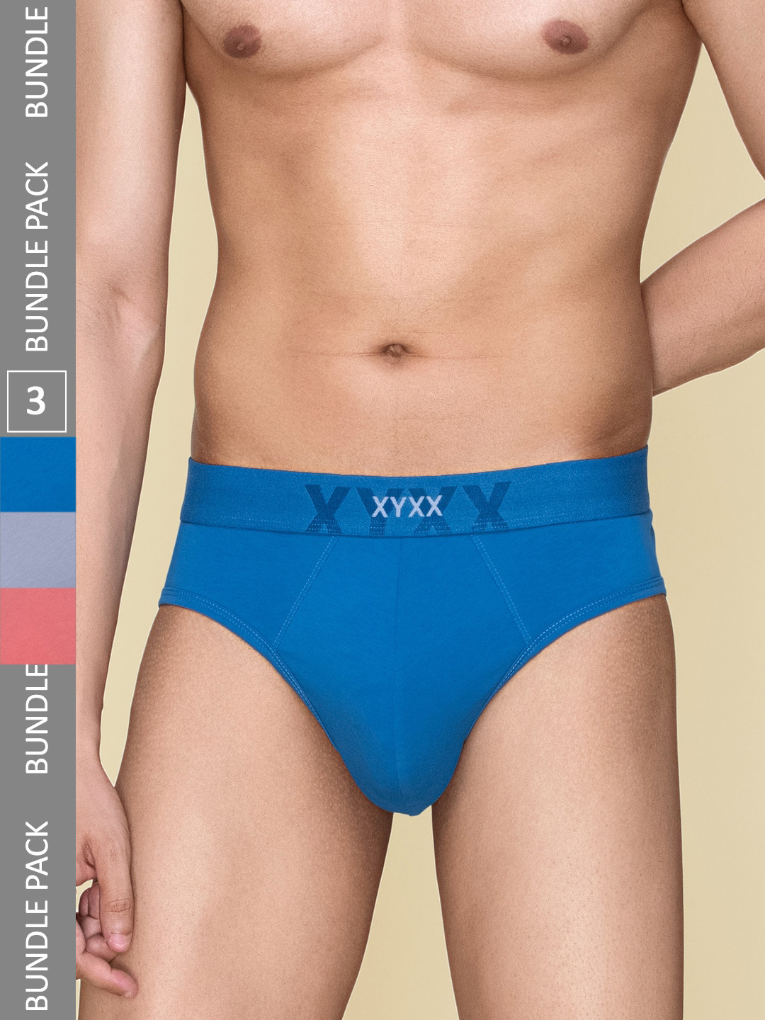 

XYXX Pack Of 3 Cotton Anti Microbial Basic Briefs XYBRF3PCKN846, Blue