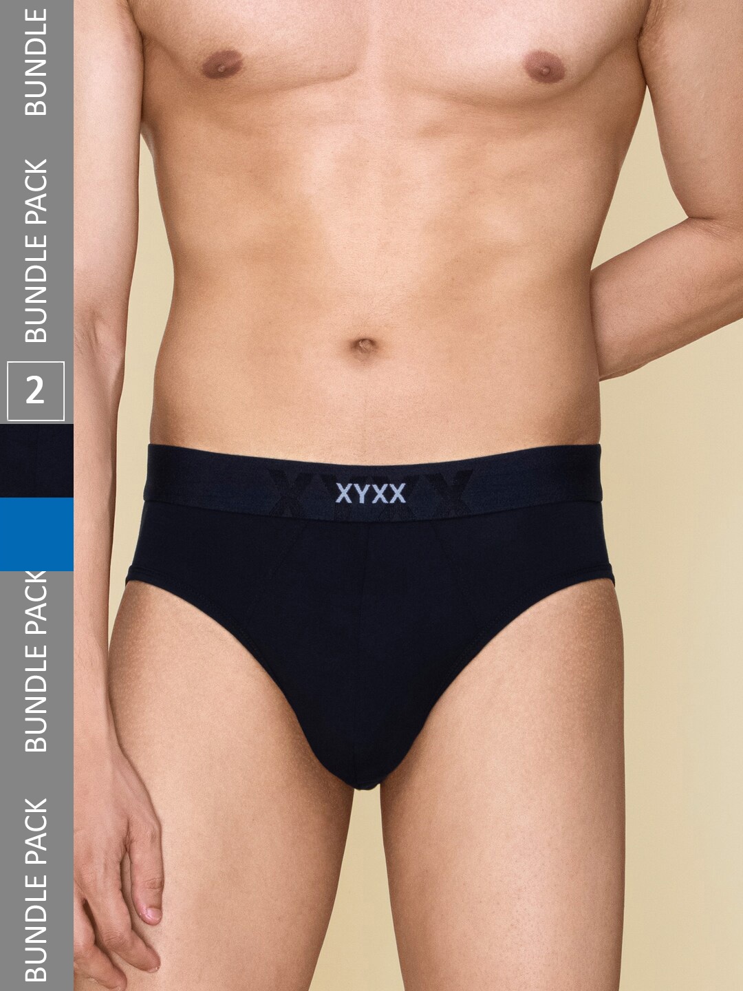 

XYXX Pack Of 2 Mid Rise Cotton Anti Microbial Basic Briefs XYBRF2PCKN631, Black