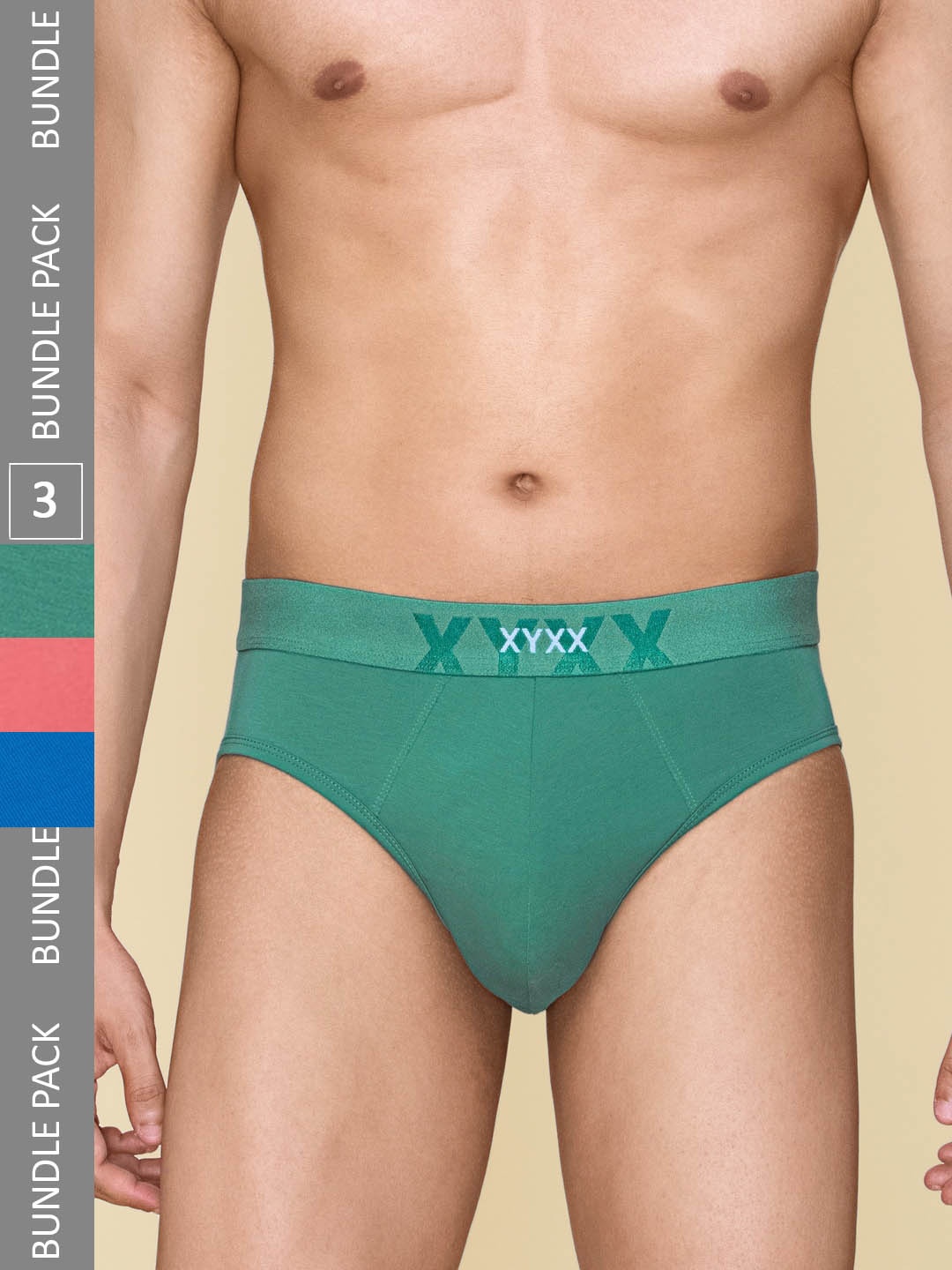 

XYXX Pack Of 3 Anti Microbial Cotton Basic Briefs XYBRF3PCKN834, Blue