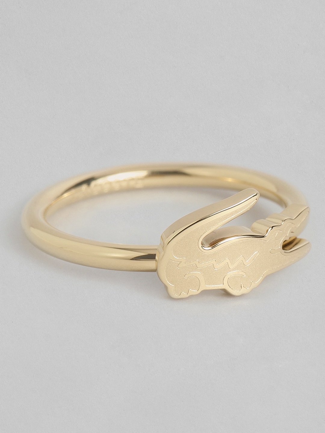 

Lacoste Women Brass Plated Brand Logo Design Stainless Steel Finger Ring, Gold