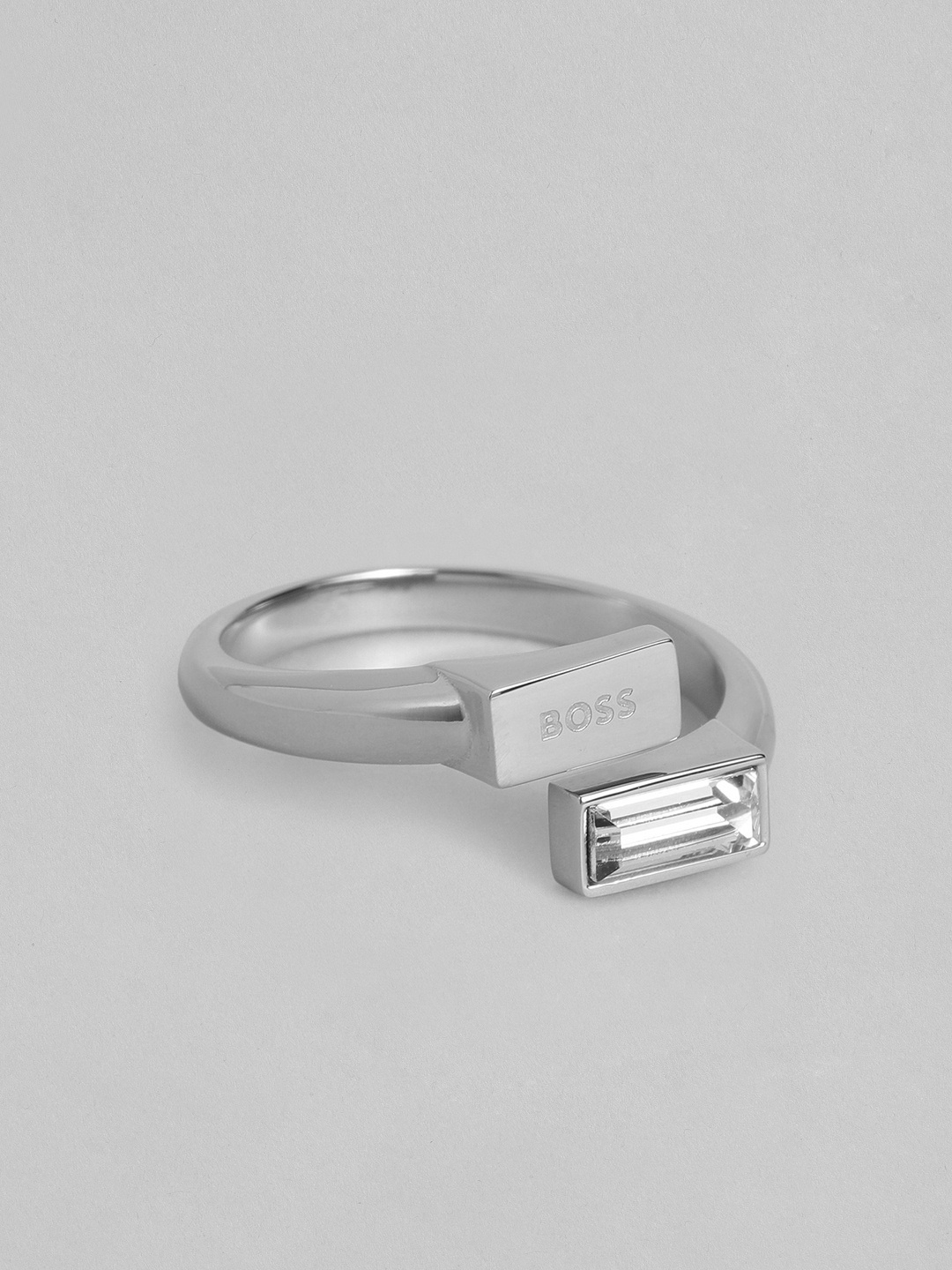 

Hugo Boss Women Clia Crystal Stainless Steel Finger Ring, Silver