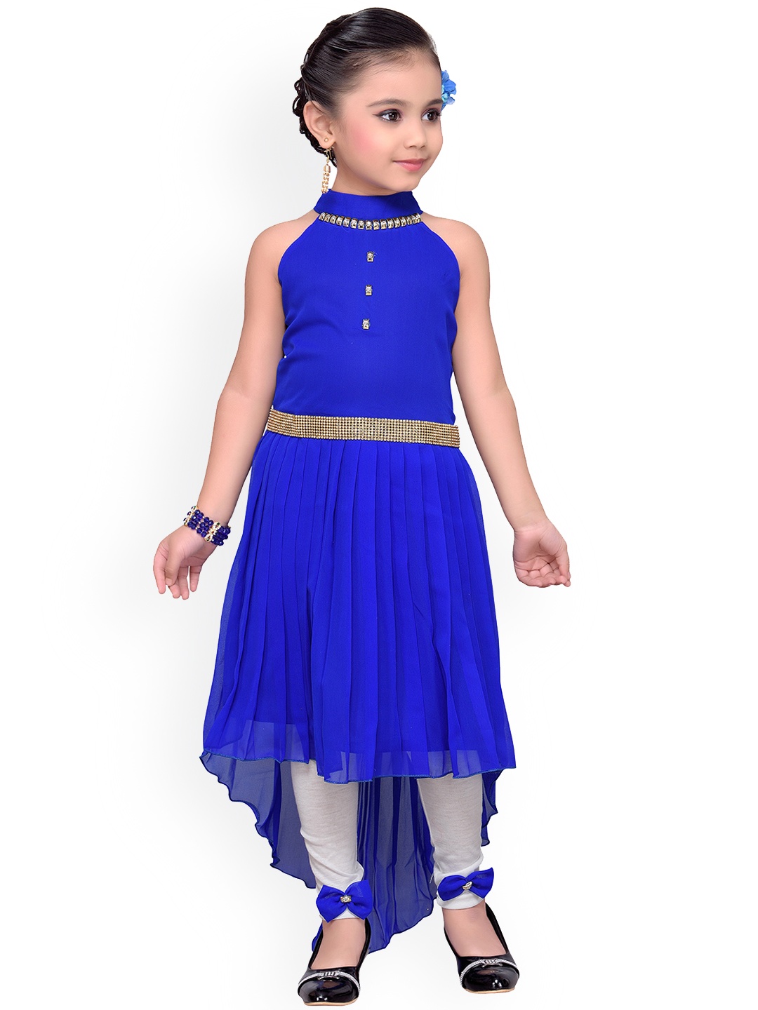 

AJ Dezines Girls High Low Top With Leggings, Blue