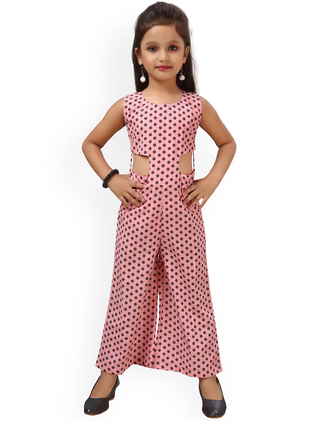 Aj DEZInES Girls Pink Printed Basic Jumpsuit
