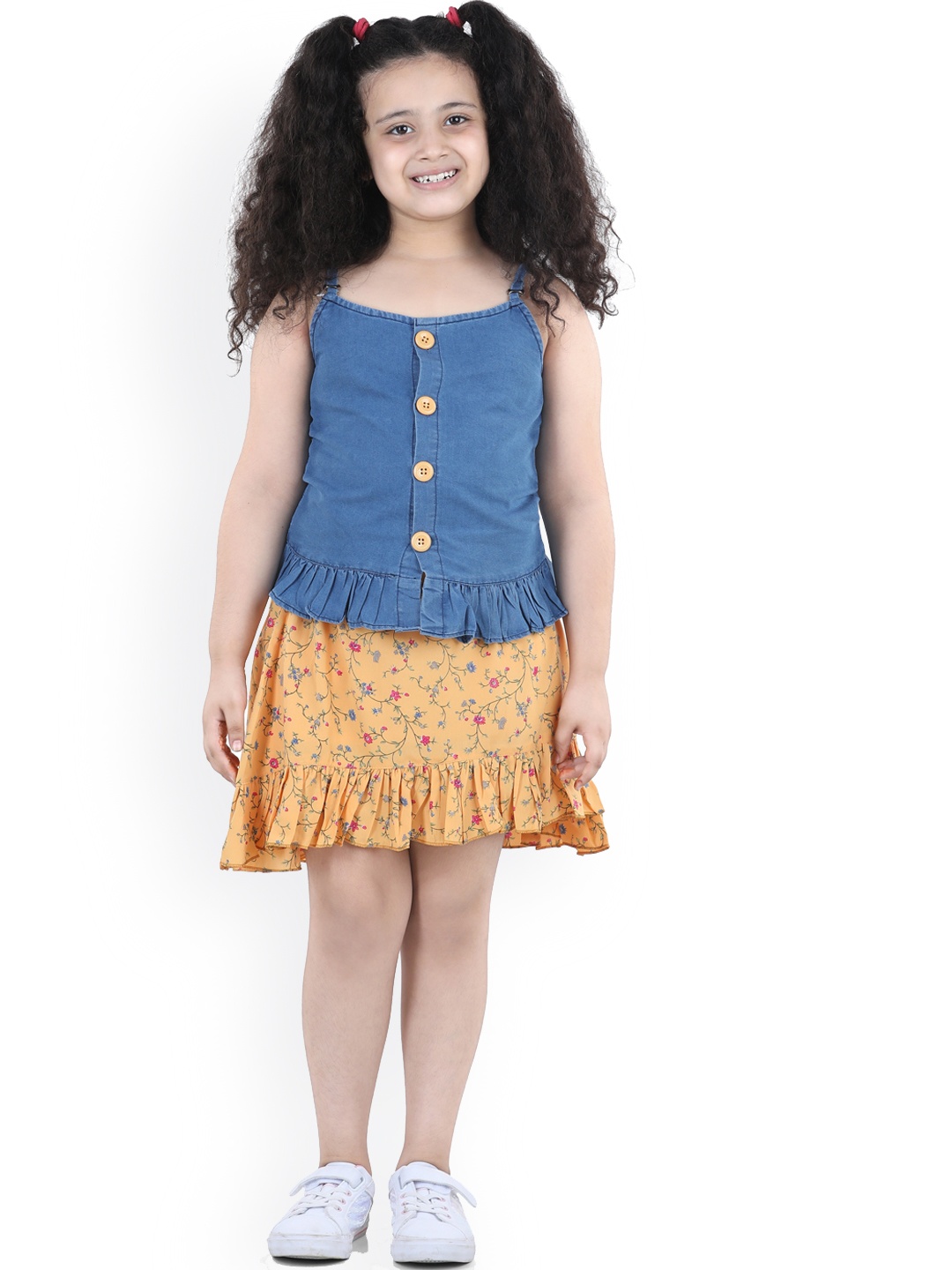 

Aj DEZInES Girls Sleeveless Top With Skirt, Yellow