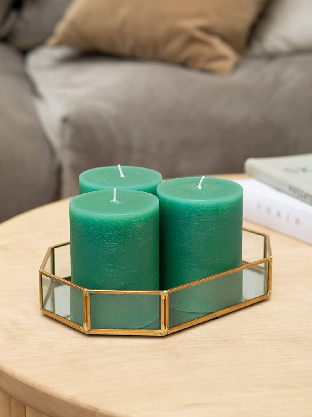 

Aromatic Fables 3 Pcs Green Magnet Fragrance Rustic Pillar Candles