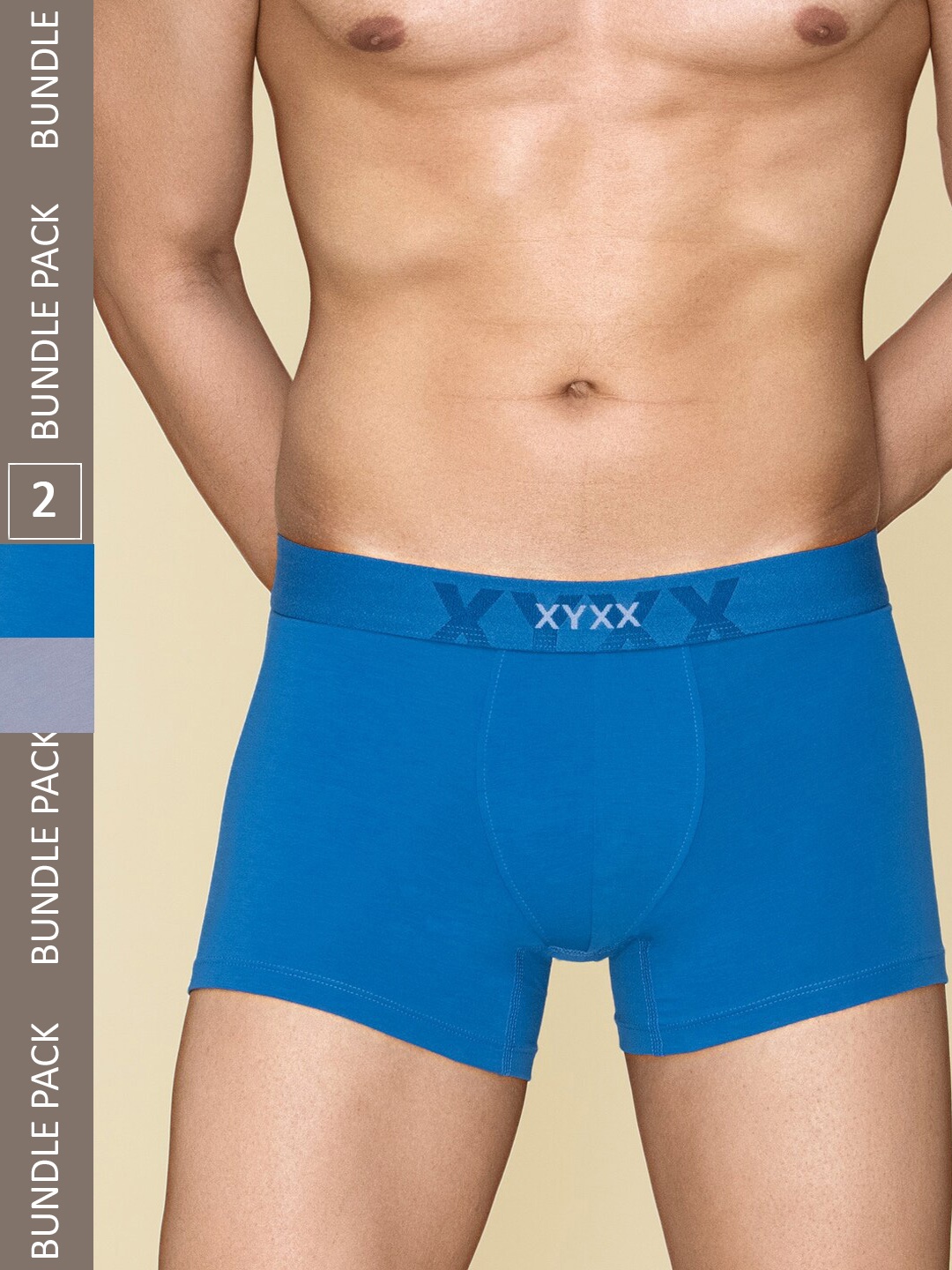 

XYXX Pack Of 2 Cotton Anti-Odour Trunks XYTRNK2PCKN596, Grey