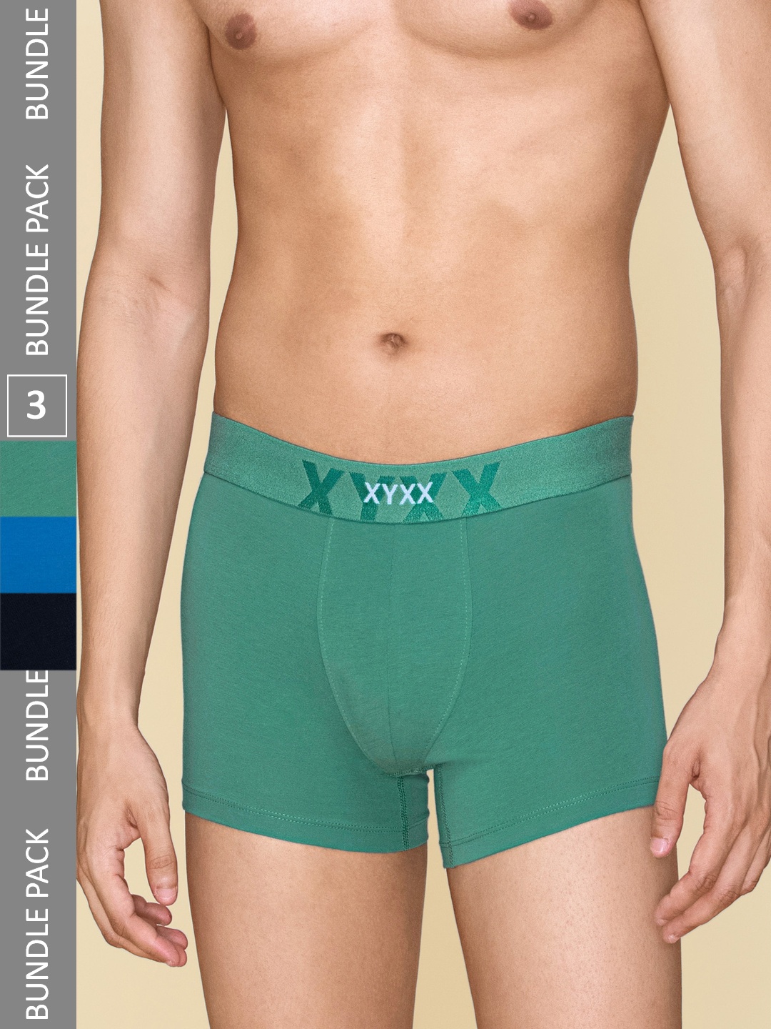 

XYXX Pack Of 3 Cotton Anti-Odour Trunks XYTRNK3PCKN854, Green