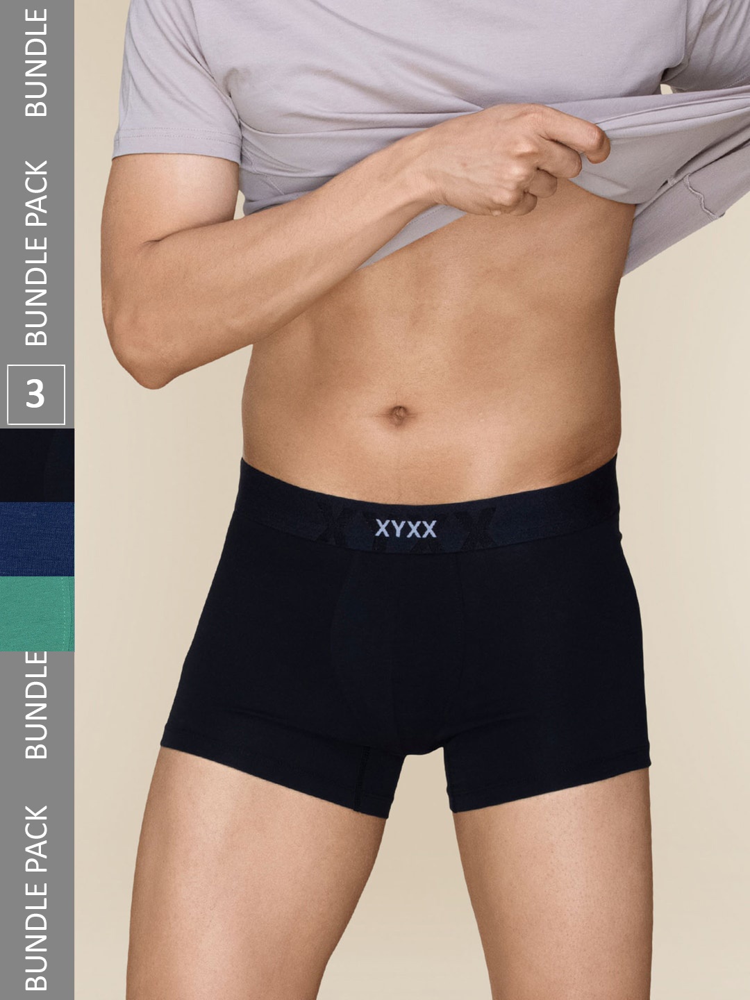

XYXX Pack Of 3 Cotton Anti-Odour Trunks XYTRNK3PCKN851, Green