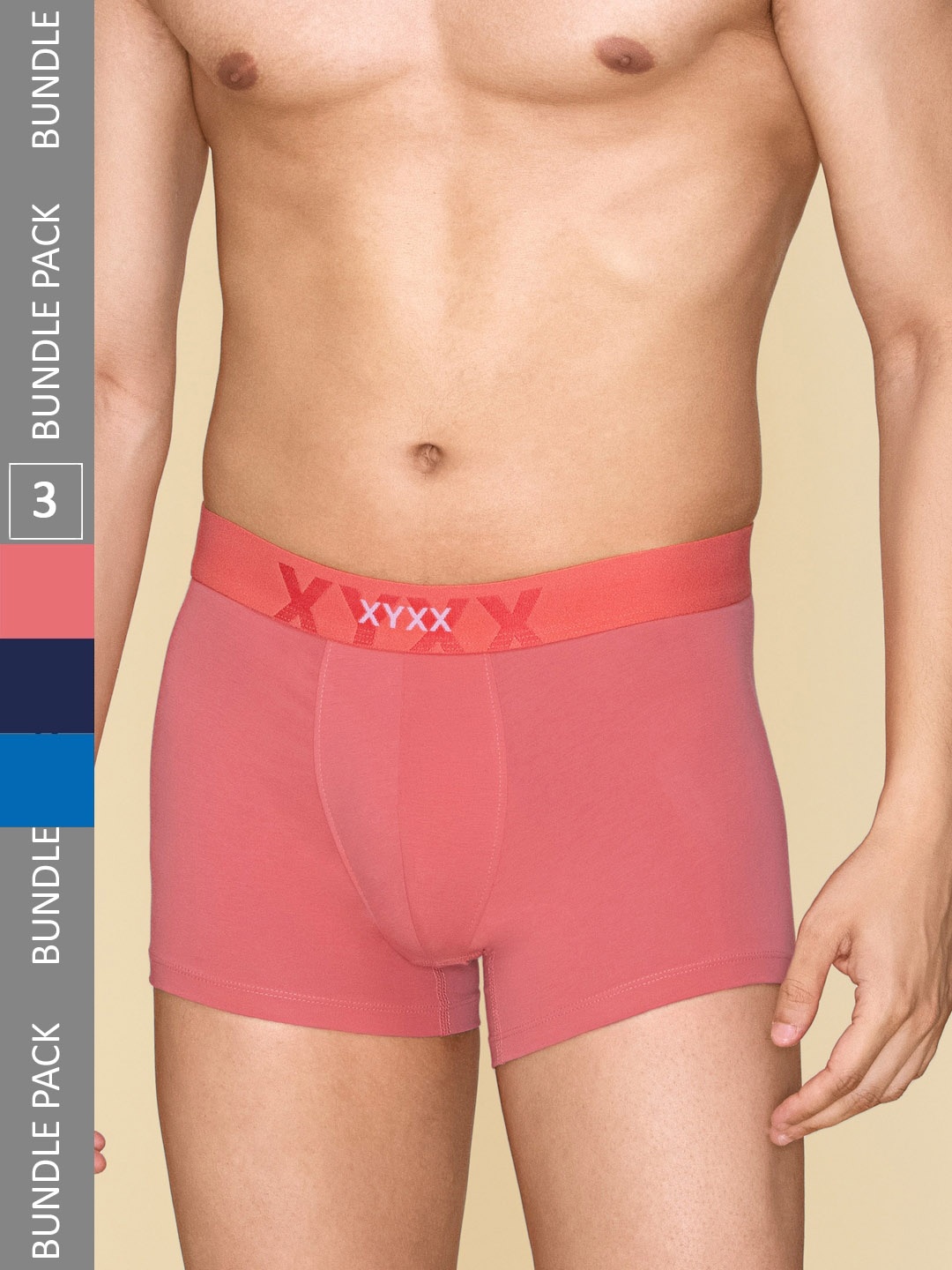 

XYXX Pack Of 3 Cotton Anti Odour Trunks XYTRNK3PCKN862, Pink