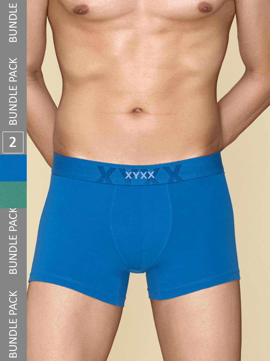 

XYXX Pack Of 2 Cotton Anti-Odour Trunks XYTRNK2PCKN587, Green