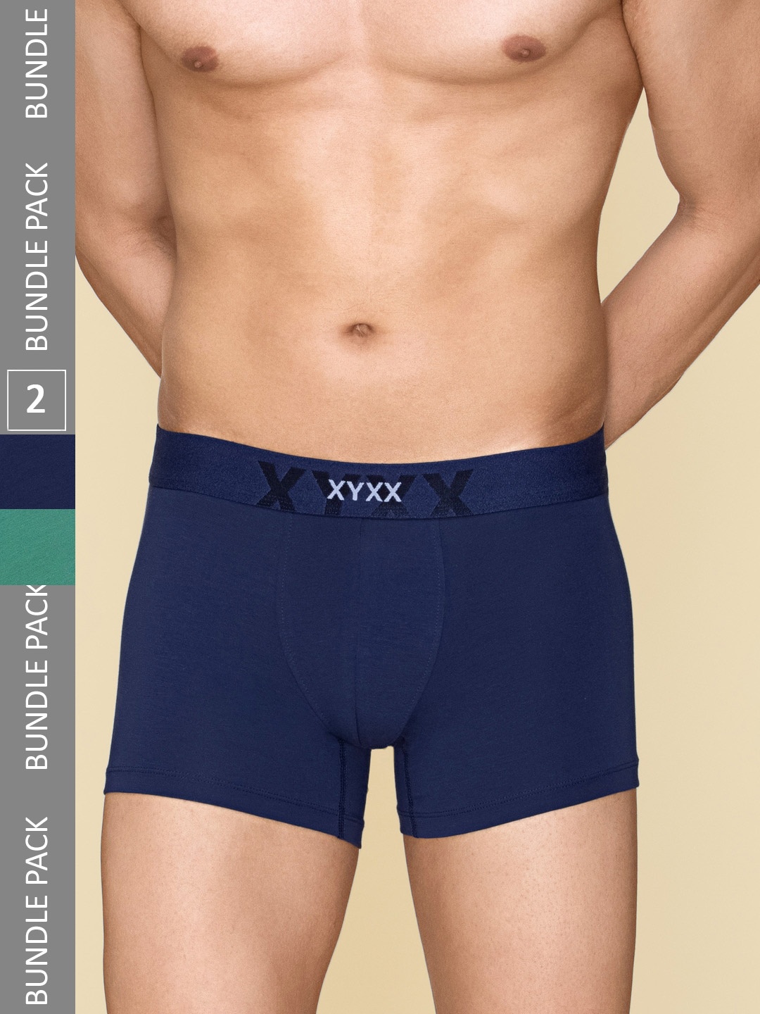 

XYXX Elements IntelliFresh Pack Of 2 Cotton Trunks XYTRNK2PCKN586, Green