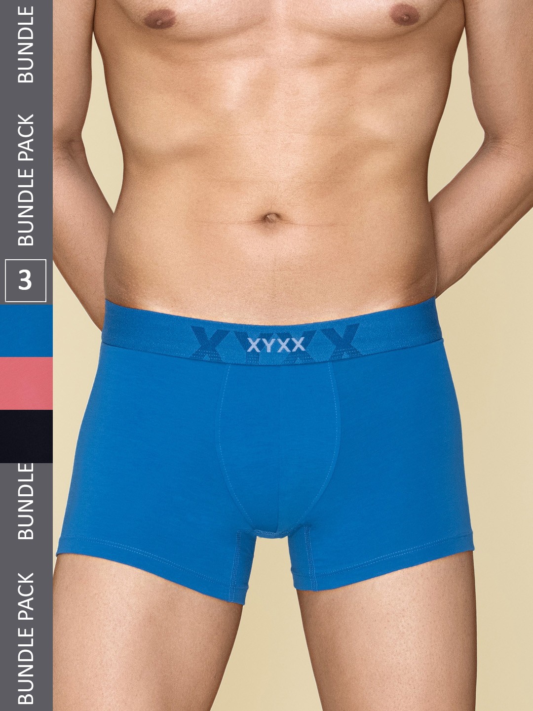 

XYXX Elements IntelliFresh Pack Of 3 Cotton Odour-Free Trunks XYTRNK3PCKN867, Pink