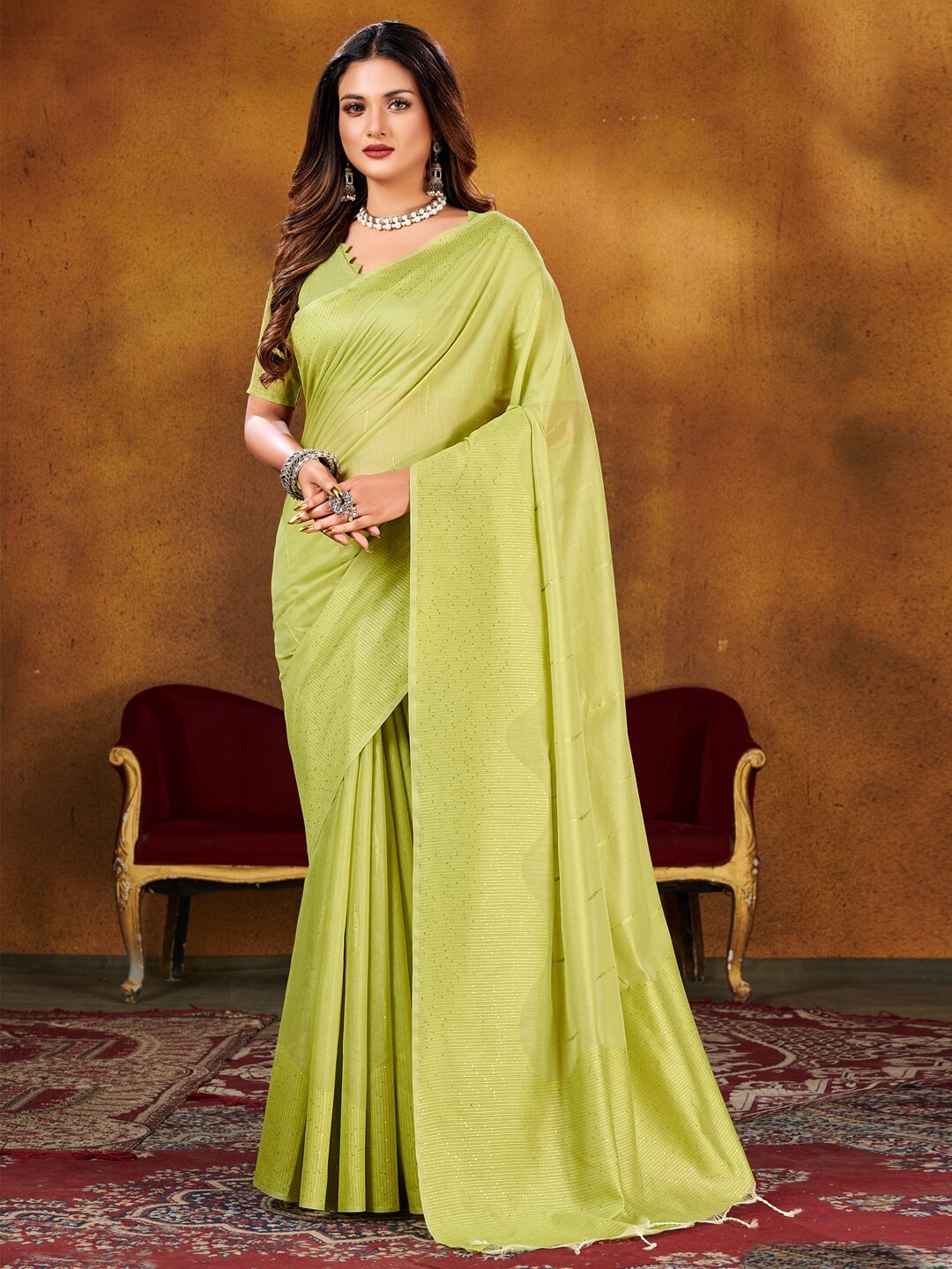 

Mitera Green Embellished Saree
