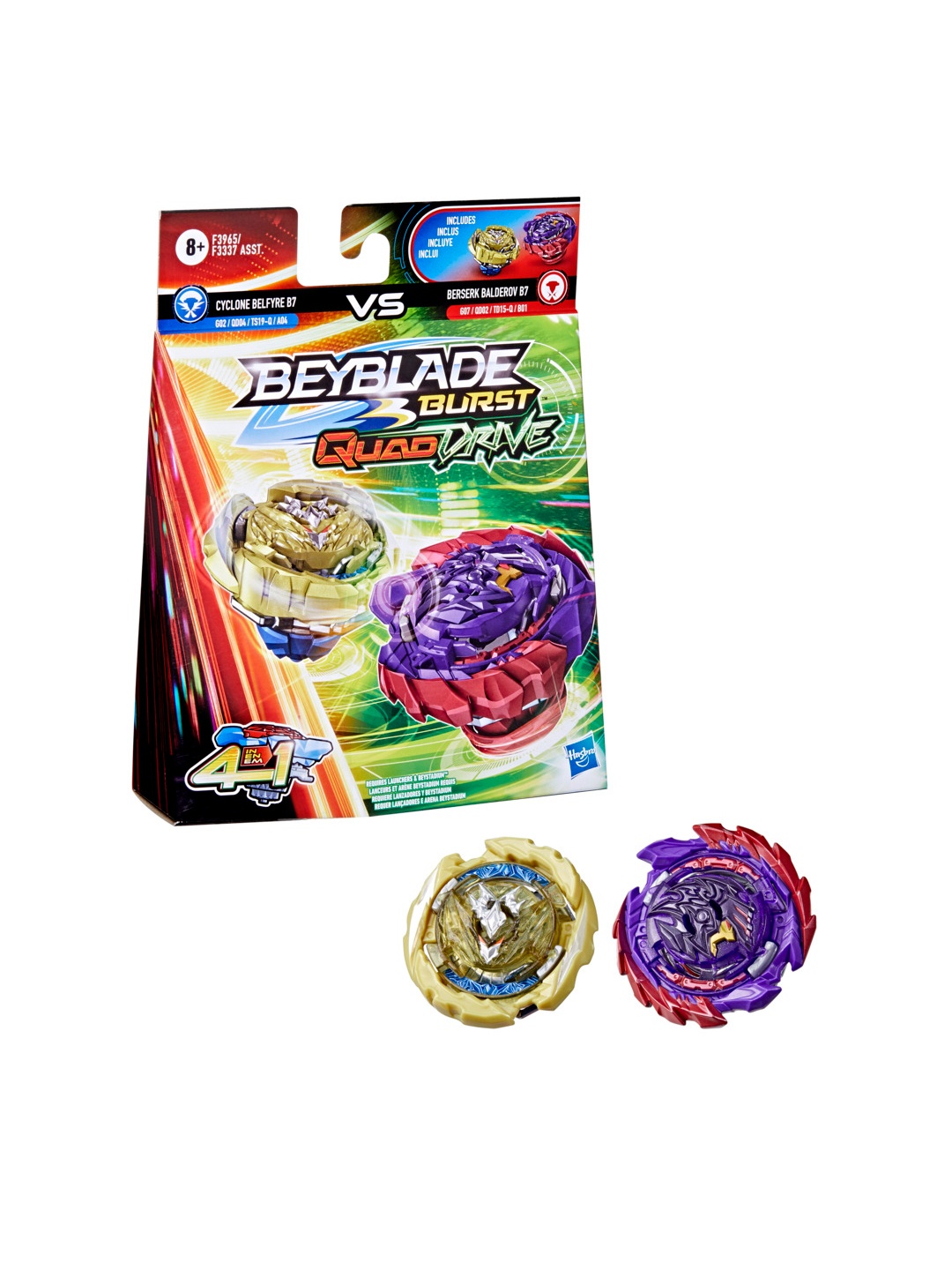 

BEY BLADE Burst QuadDrive Berserk BalderovB7 & Cyclone BelfyreB7 Spinning Top For 8+ Years, Multi