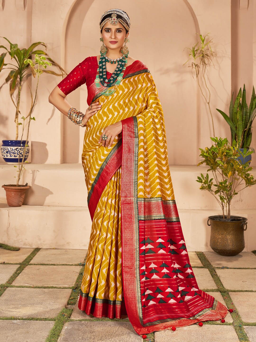 

Saree mall Ethnic Motif Printed Zari Banarasi Sarees, Mustard