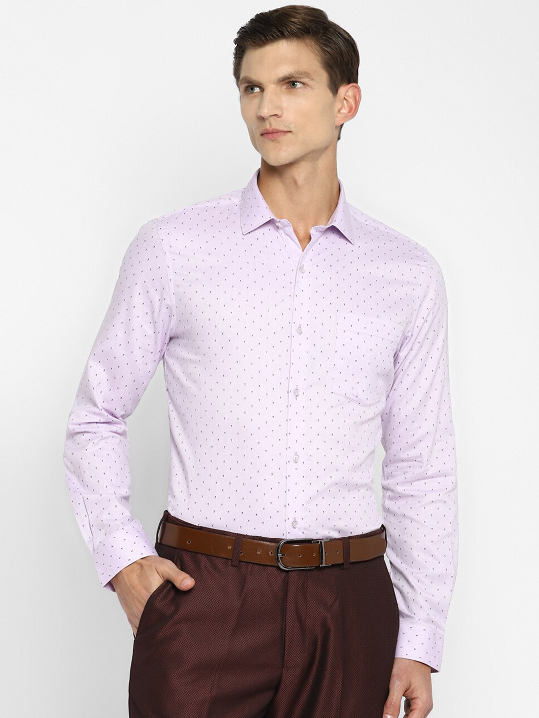 

Turtle Modern Micro Ditsy Printed Slim Fit Formal Shirt, Purple