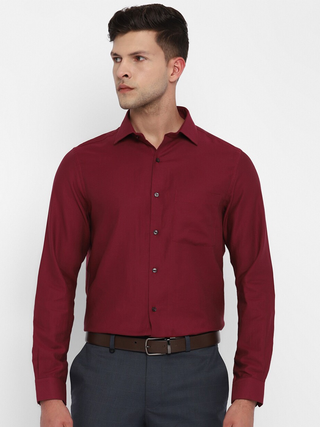 

Turtle Modern Slim Fit Pure Cotton Formal Shirt, Maroon