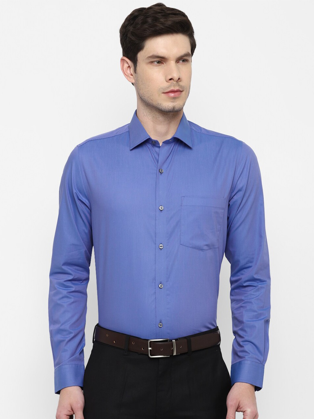 

Turtle Modern Slim Fit Pure Cotton Formal Shirt, Blue
