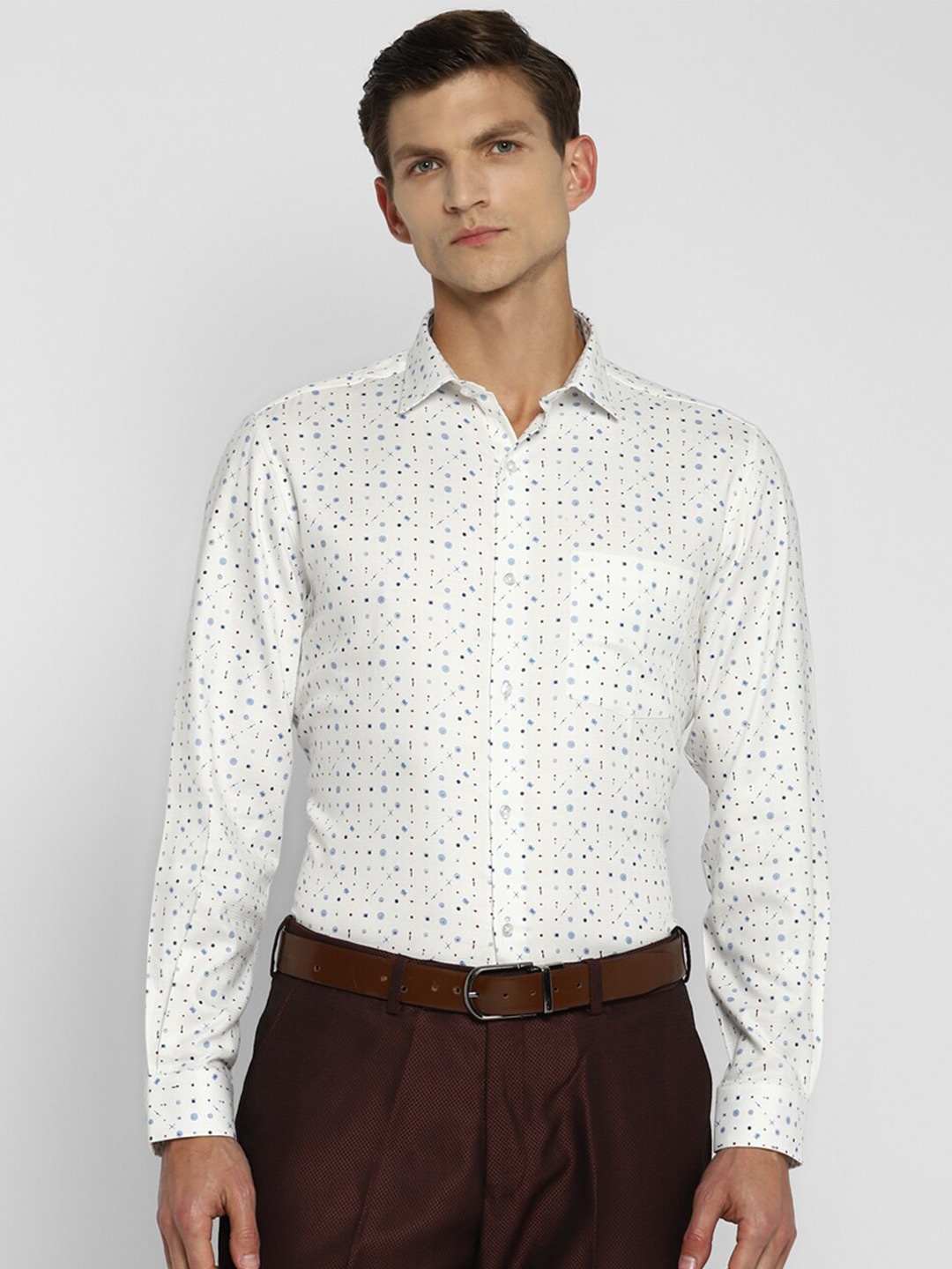 

Turtle Micro Ditsy Printed Modern Pure Cotton Formal Shirt, White