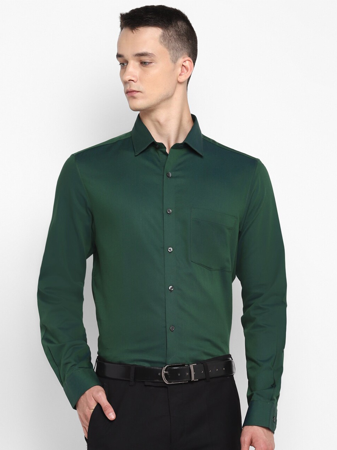 

Turtle Slim Fit Modern Slim Fit Pure Cotton Formal Shirt, Green