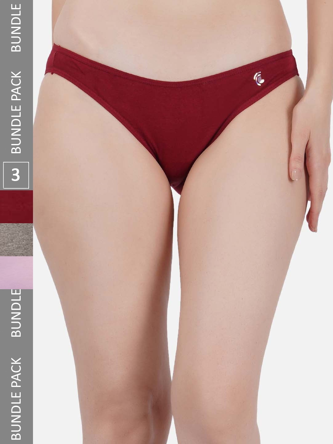 

IMPERATIVE Pack Of 3 Low-Rise Bikini Briefs, Maroon