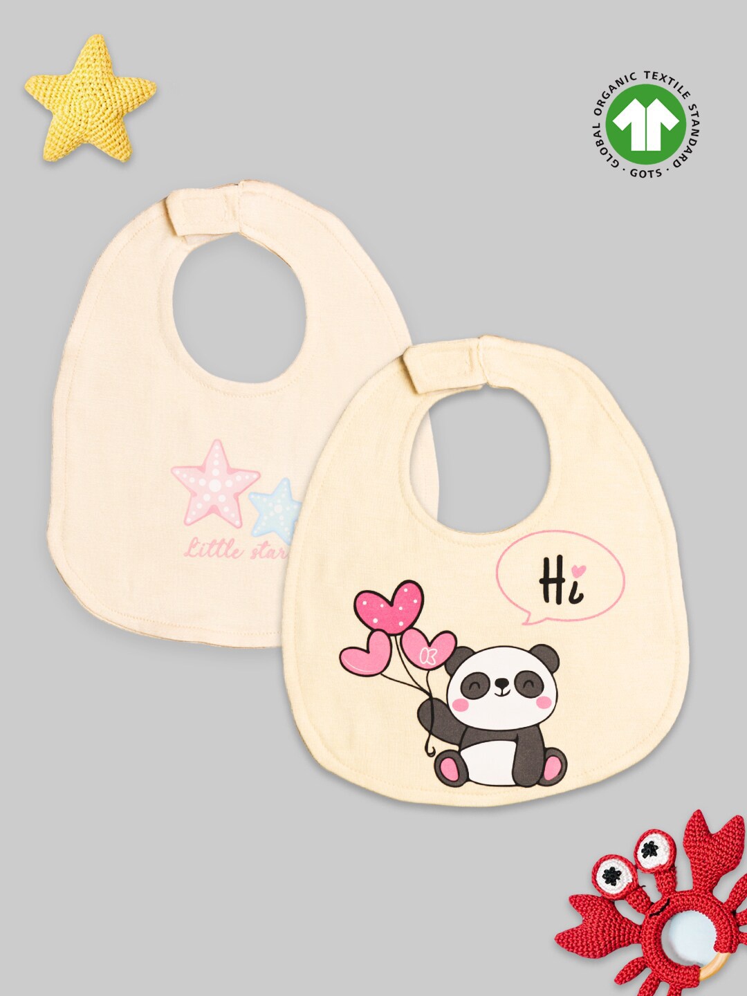 

Kidbea Kids Pack Of 2 Printed Bamboo Bibs, Cream