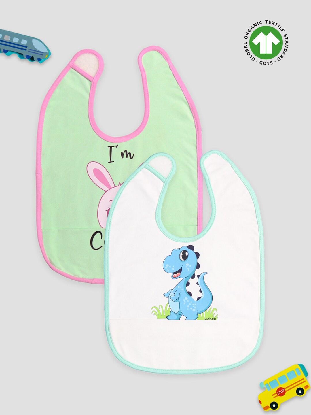 

Kidbea Pack of 2 Printed Bibs, White
