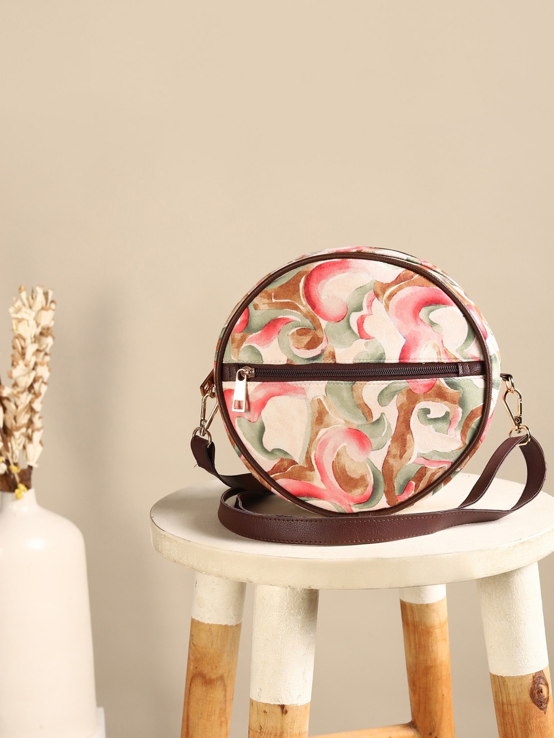 

DEEBACO Floral Printed Half Moon Sling Bag, Pink