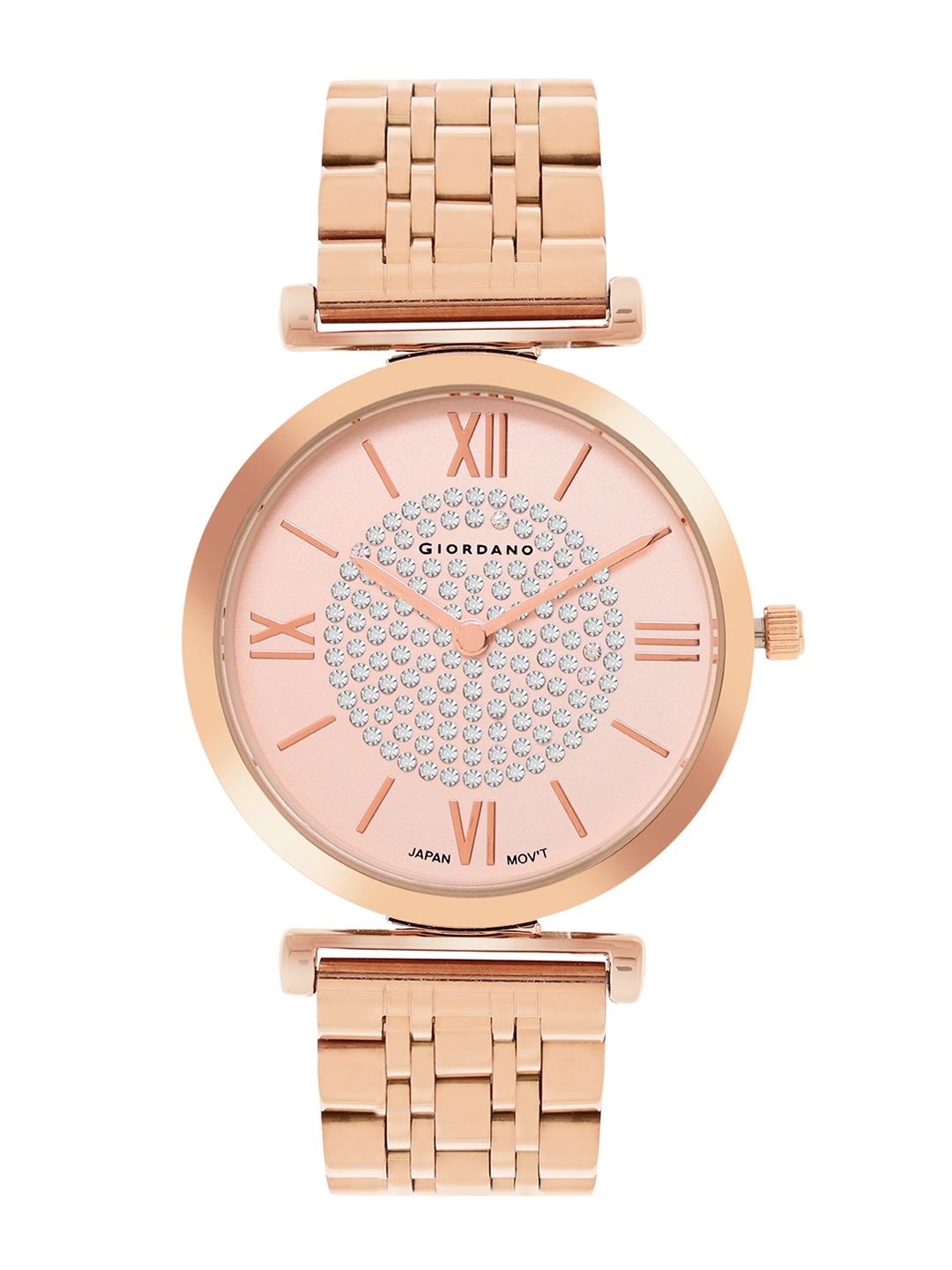 

GIORDANO Women Embellished Dial & Bracelet Style Straps Analogue Watch GZ-60063-33, Rose gold