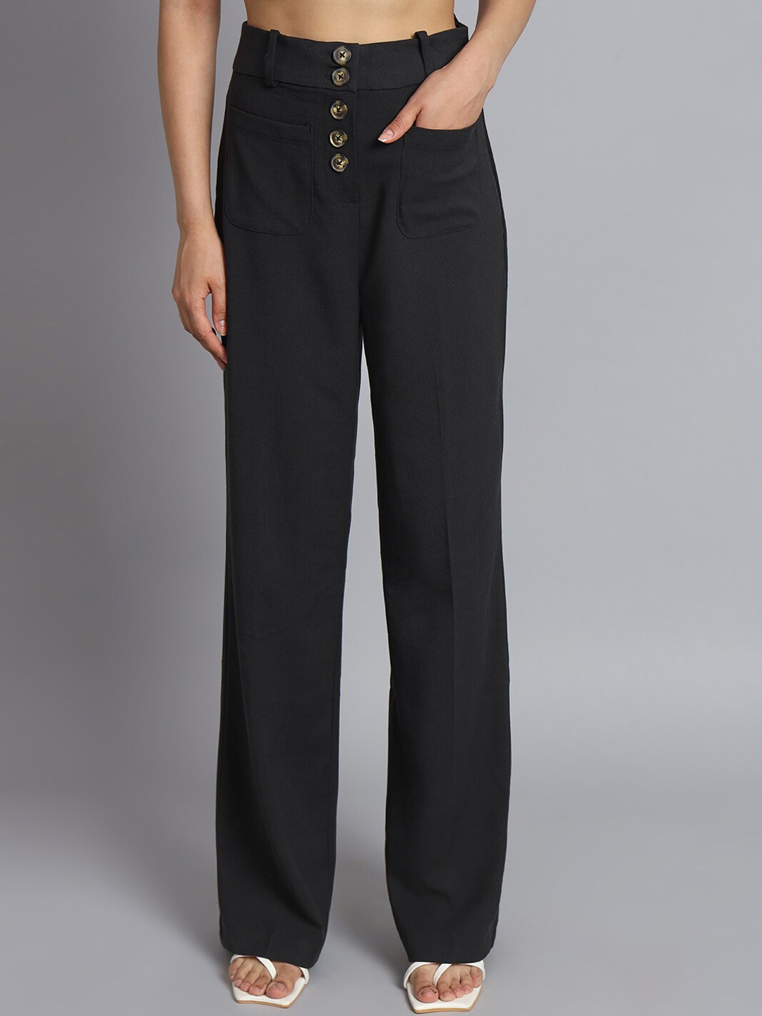 

NoBarr Women High-Rise Parallel Trousers, Grey