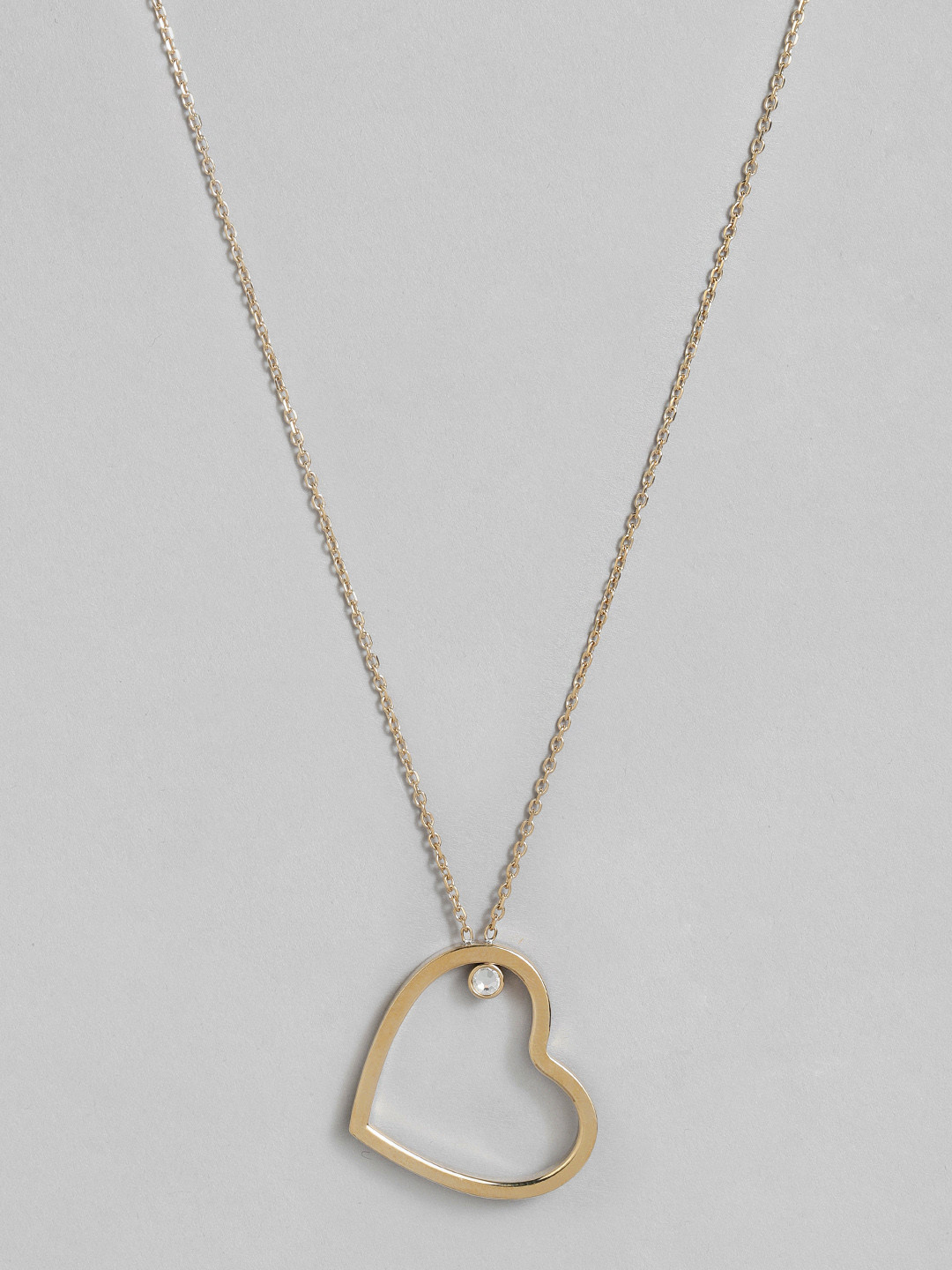 

Tommy Hilfiger Women Gold-Plated Heart-Shaped Single Crystal Studded Necklace