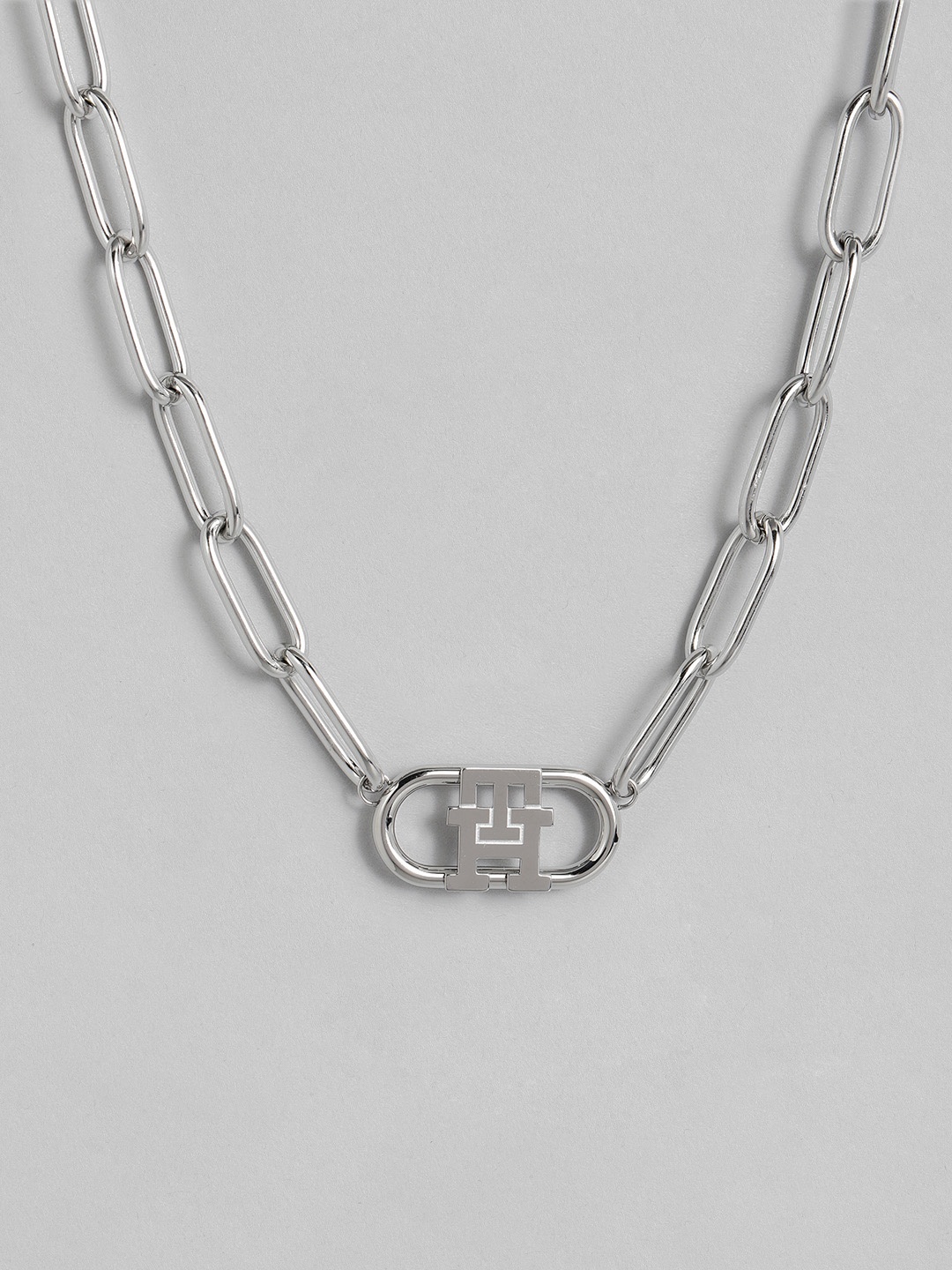 

Tommy Hilfiger Monogram Chain Link Stainless Steel Necklace, Silver