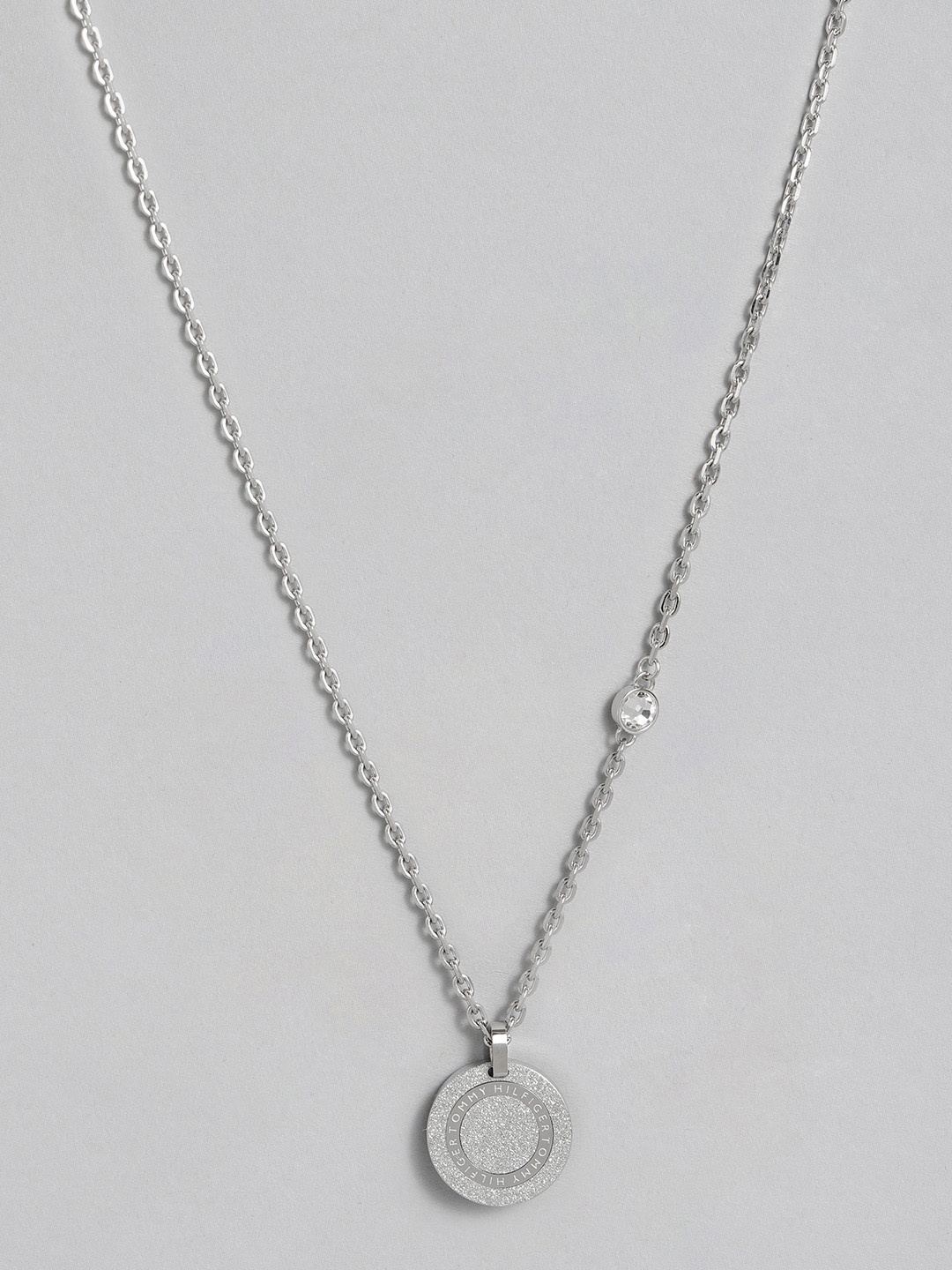 

Tommy Hilfiger Diamond Dust Crystal Studded Stainless Steel Pendant & Chain, Silver