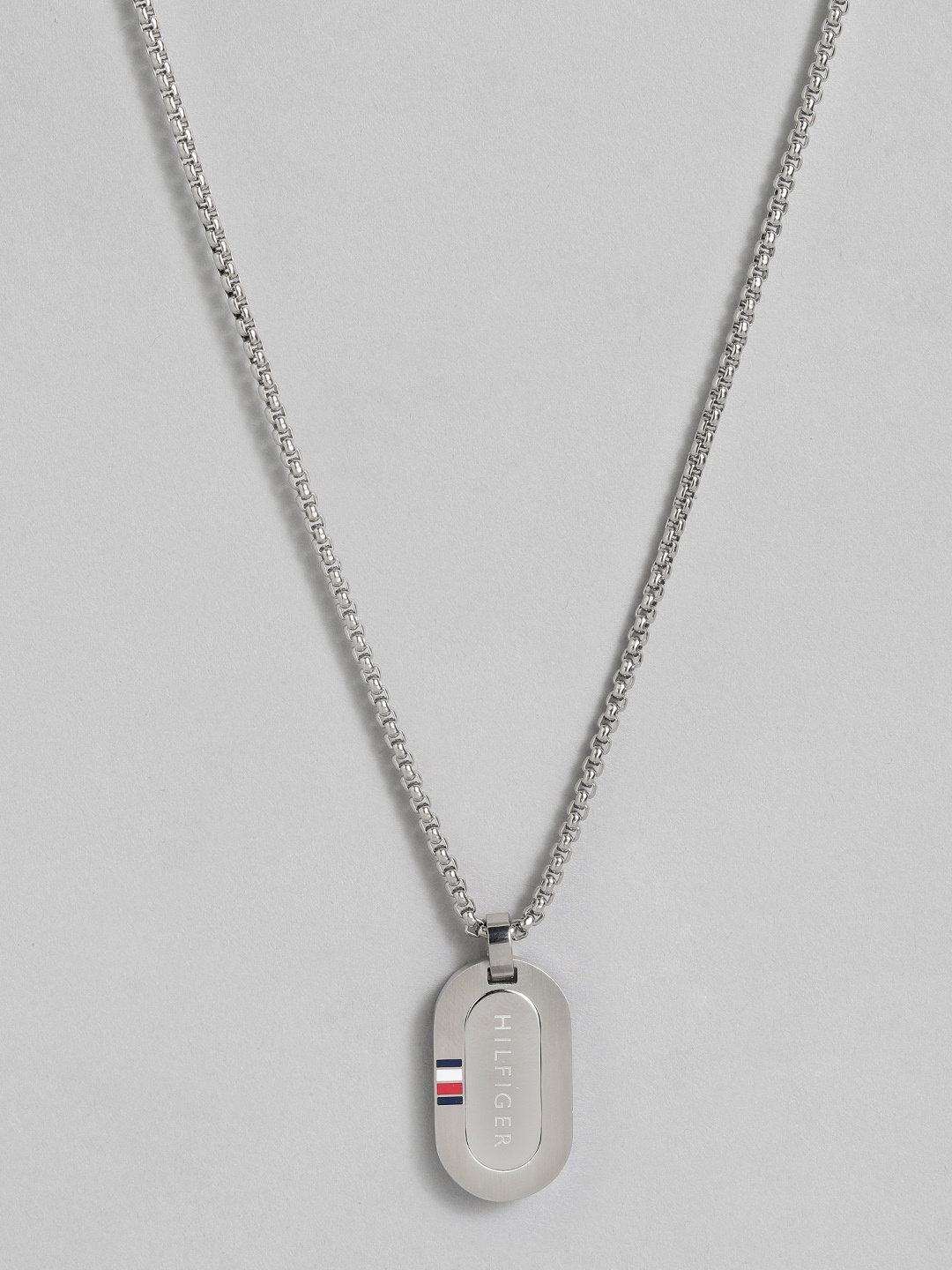 

Tommy Hilfiger Men Silver-Plated Stainless Steel Geometric Pendant with Chain