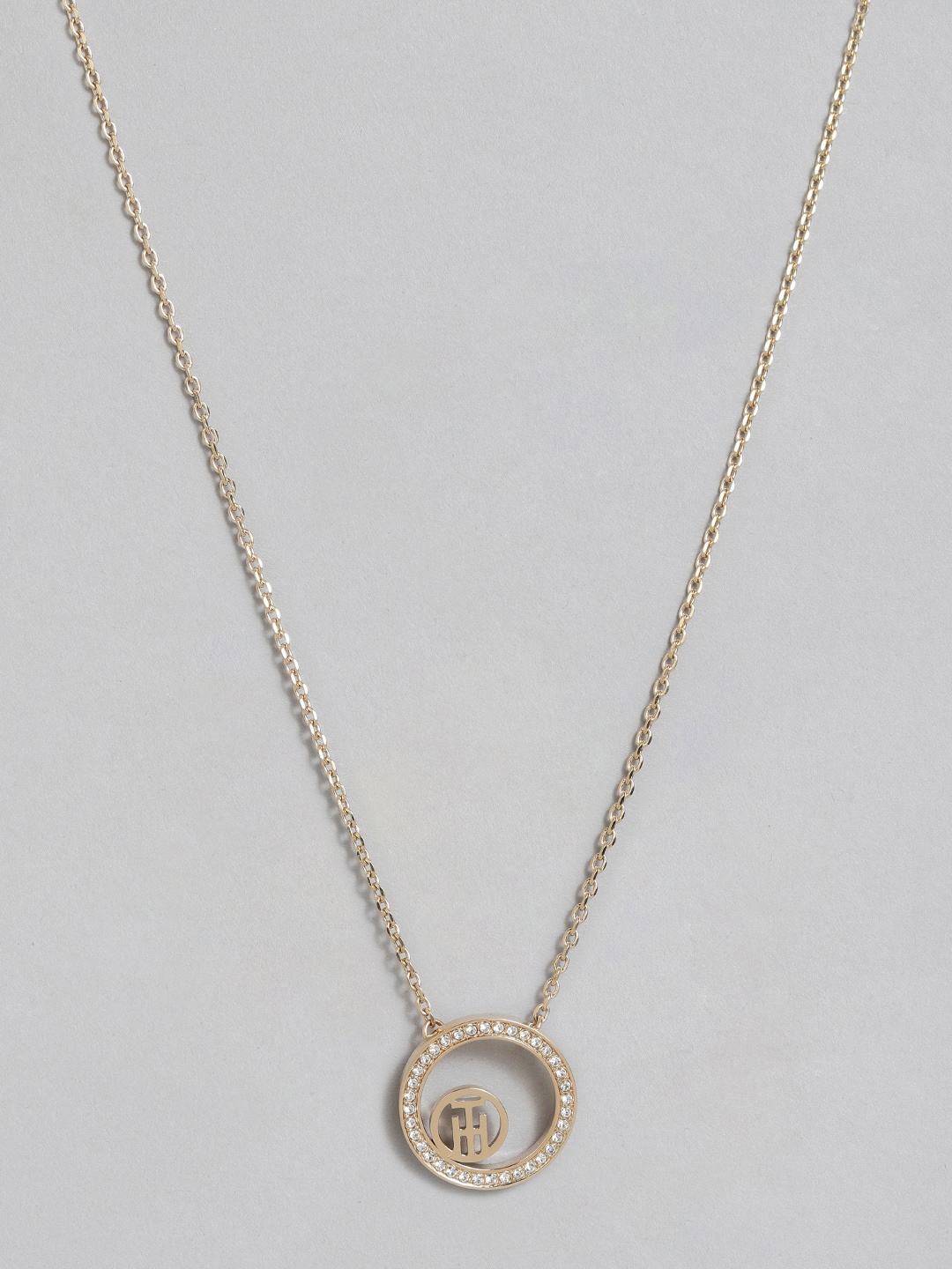 

Tommy Hilfiger Women Gold-Plated Circular-Shaped Crystals Studded Necklace