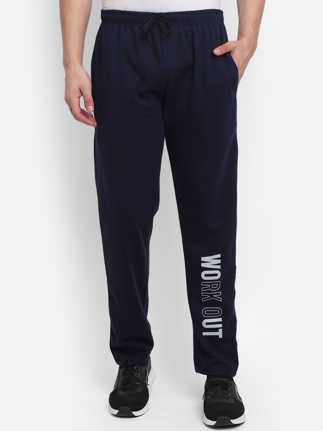 

V-Mart Men Typography Printed Track Pant, Navy blue