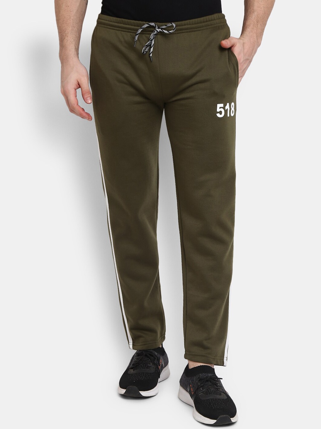

V-Mart Men Mid-Rise Cotton Track Pants, Green