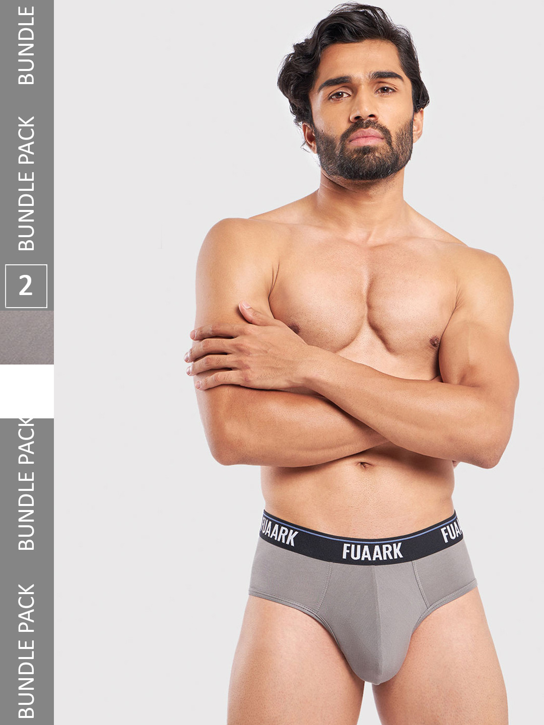 

FUAARK Pack Of 2 Mid-Rise Odor Resistant Briefs FUSMBrP2-Grey-White-S