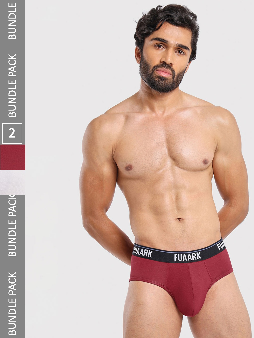 

FUAARK Pack Of 2 Logo Printed Moisture-Wicking Briefs FUSMBrP2, Maroon