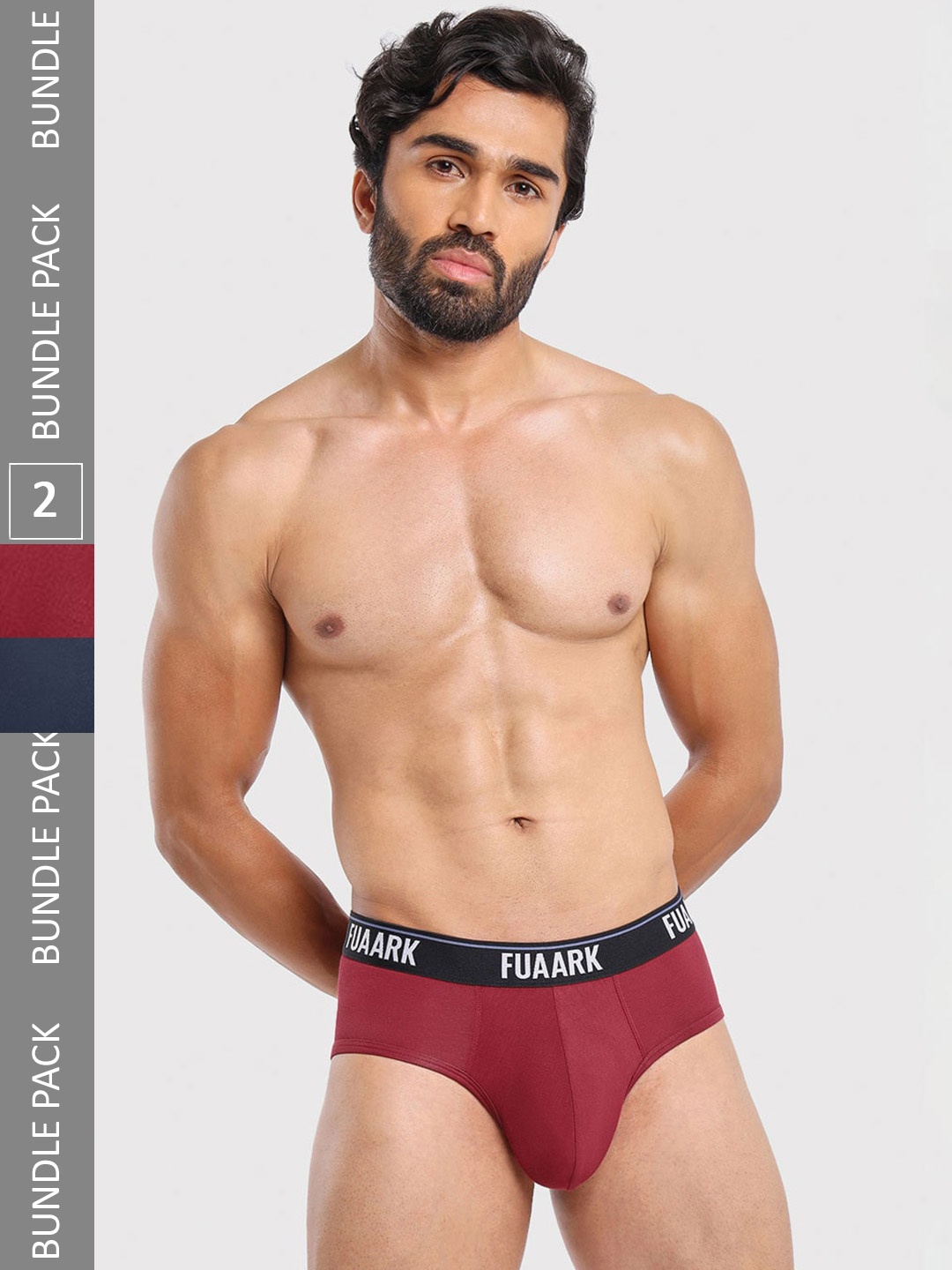

FUAARK Pack of 2 Moisture-Wicking Basic Briefs FUSMBrP2-Maroon-Blue-S
