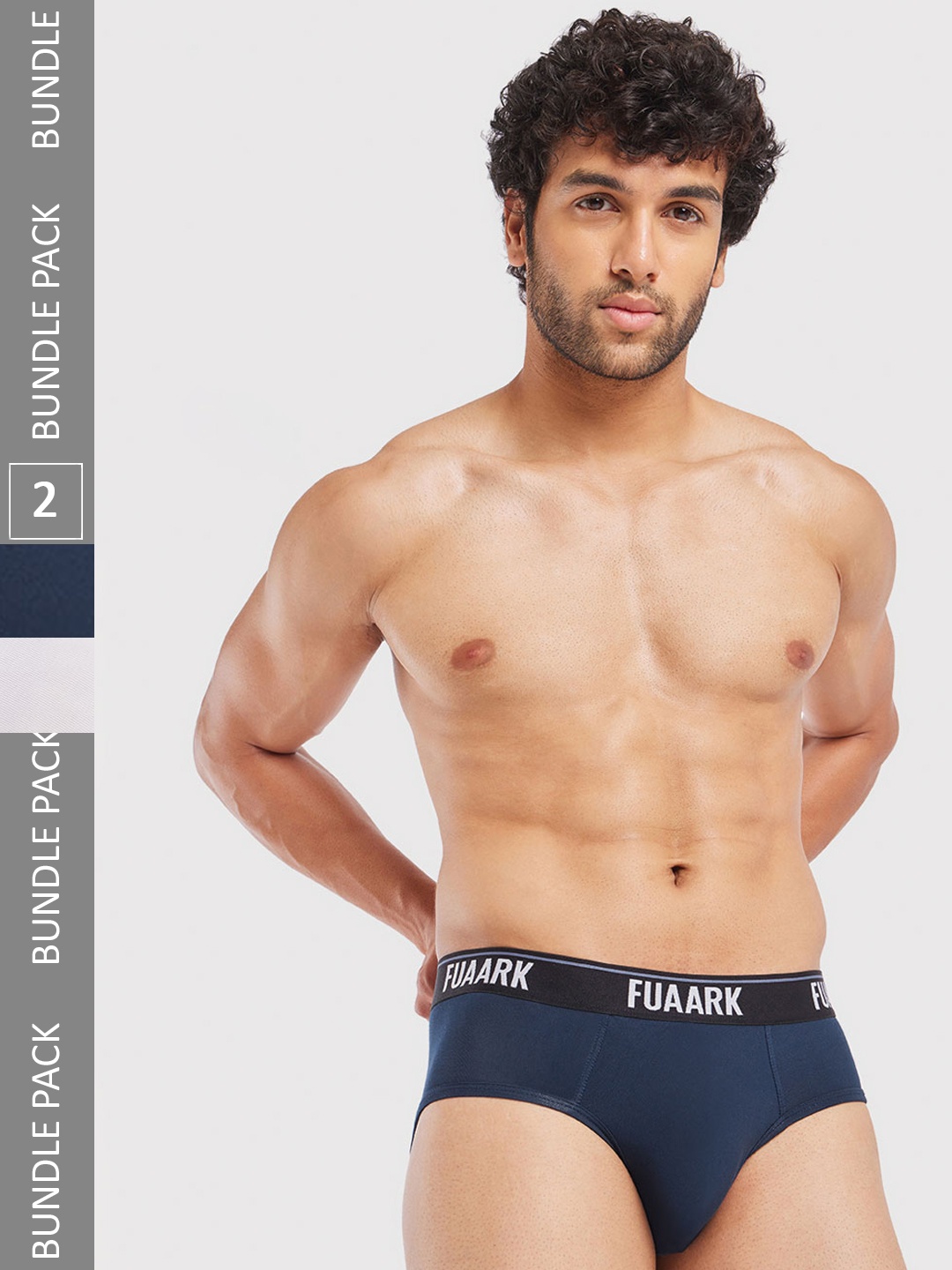 

FUAARK Anti-Odour Pack Of 2 Logo Printed Modal Briefs FUSMBrP2-Blue-White-S